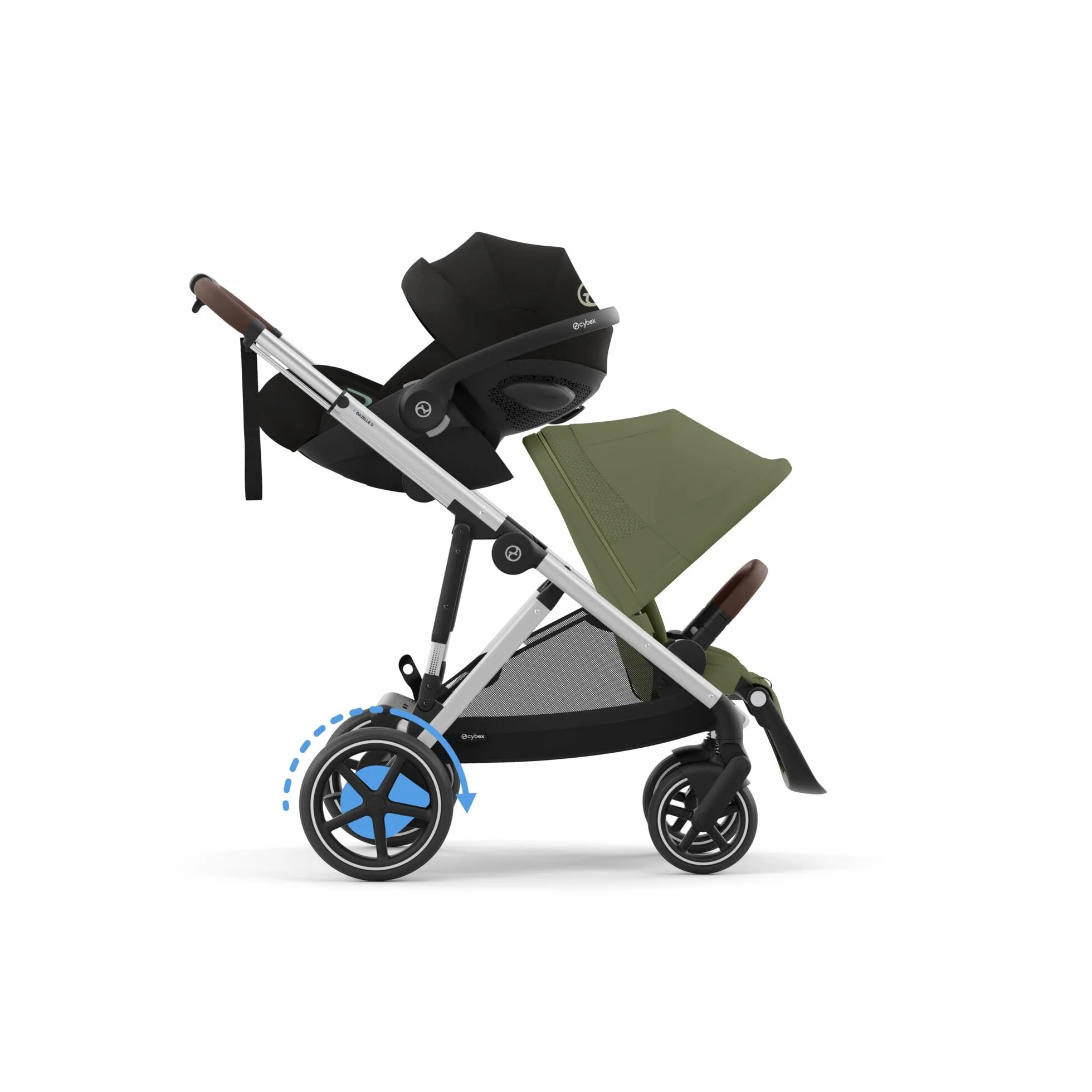 CYBEX Poussette Gold e-GAZELLE S tout-en-1 propulsion électrique 22 kg vert mousse