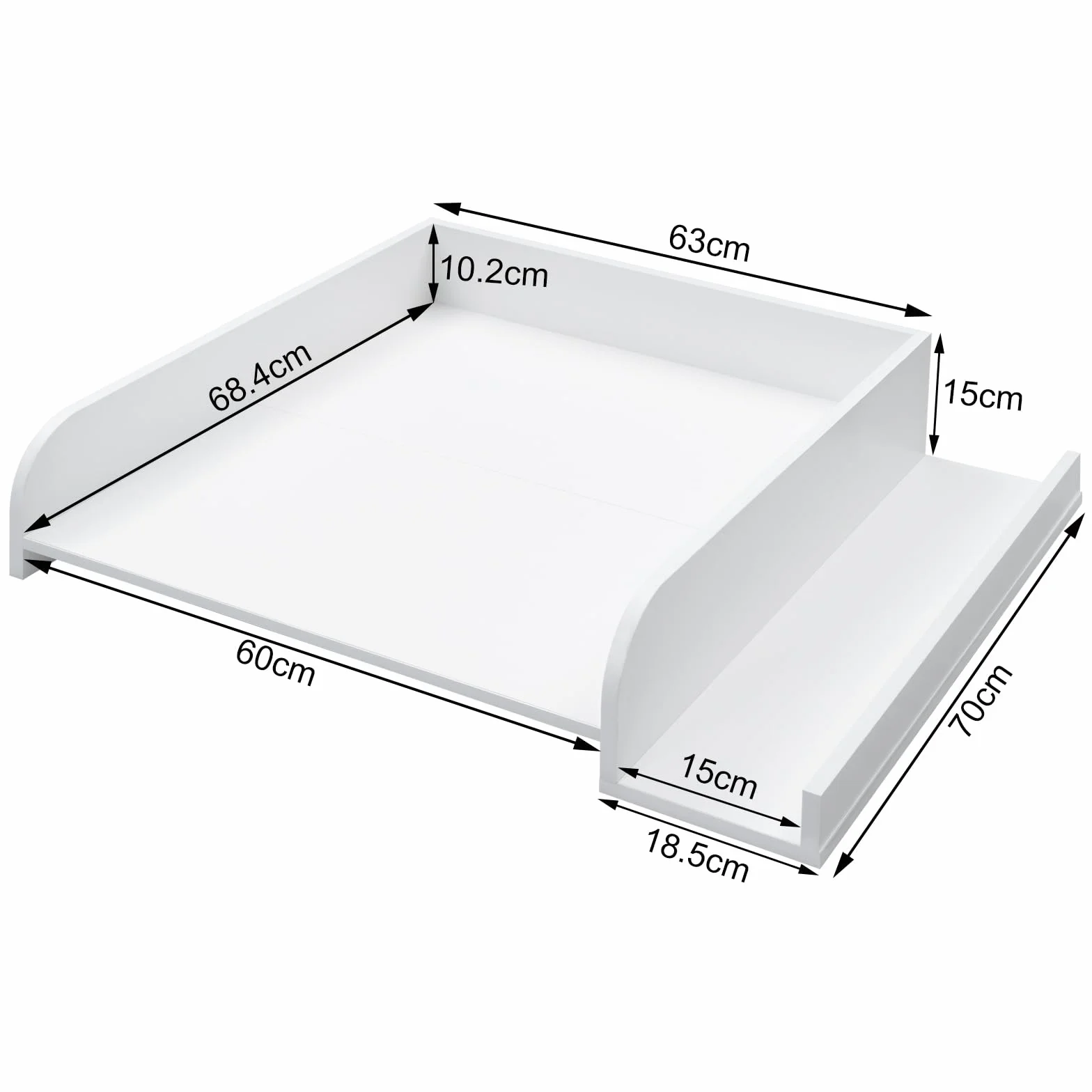WOLTU Plan à langer pour machine à laver ou sèche-linge, table à langer bébé avec rebord de protection, 80 x 70 x 16,5 cm, blanc