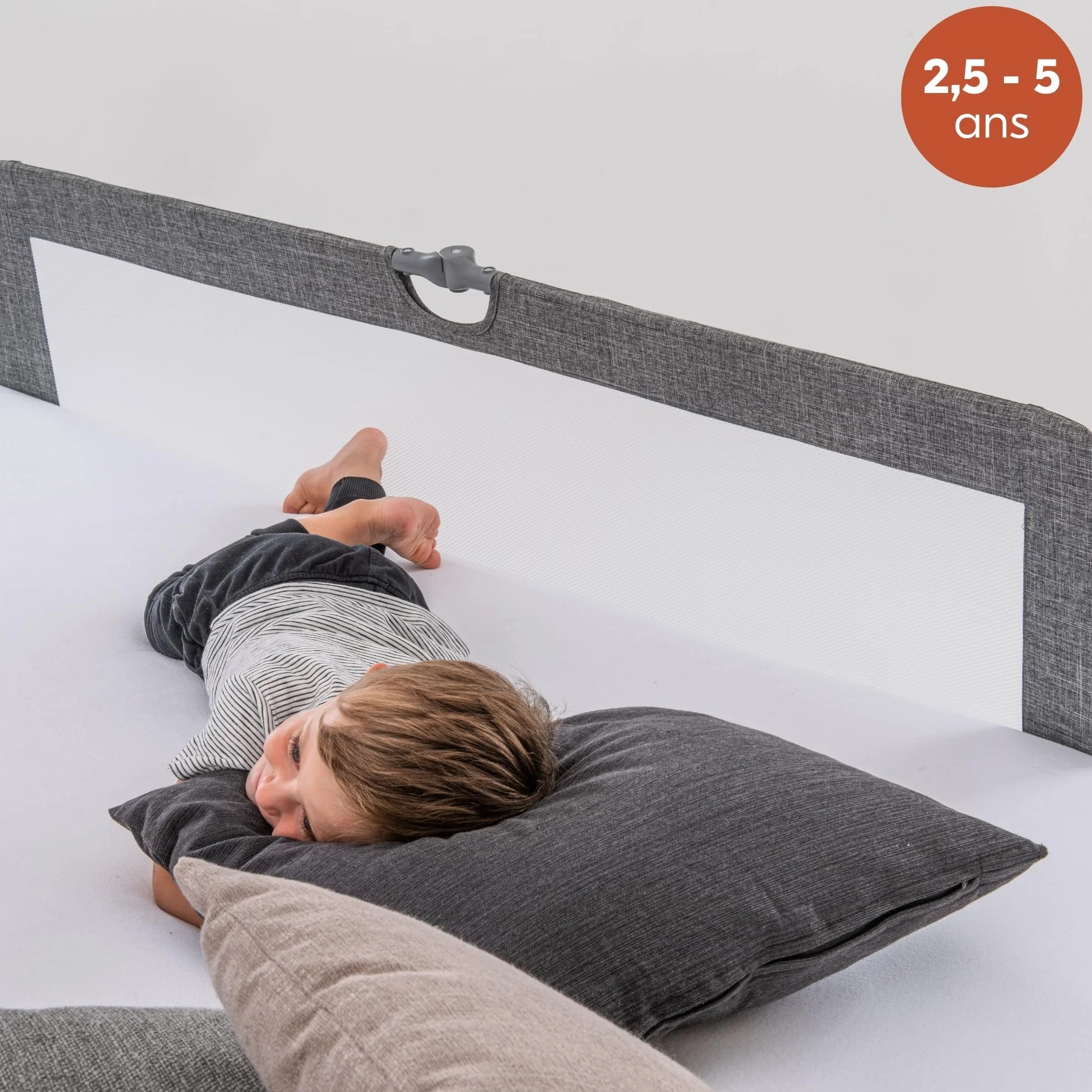 hauck Barriere de Securite Enfant Lit Sleep N Safe Plus XL 150x50x44 cm Protection Lit Enfant Portable Amovible Pliable Gris