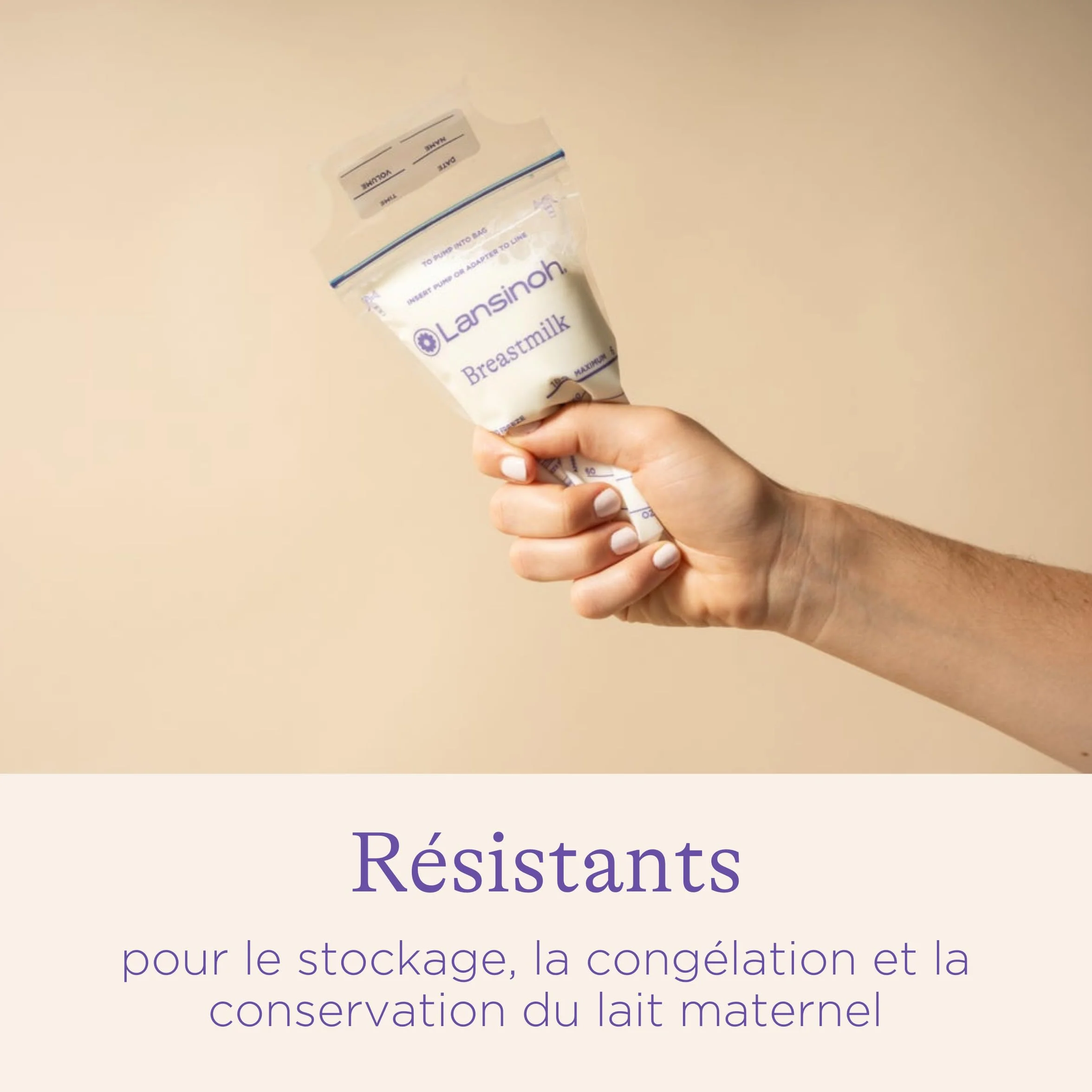 Lansinoh Sachets Conservation Lait Maternel x50 - Pré-stérilisés - Double Zip Anti-Fuite - Sans BPA