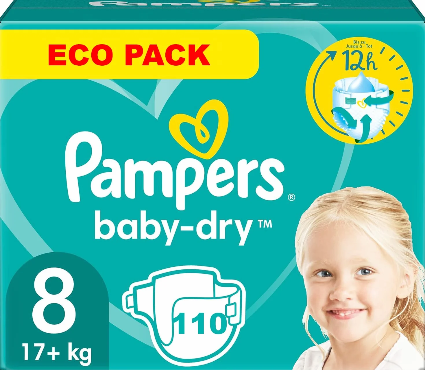 Pampers Baby Dry Taille 8 Couches 110 szt. 17 kg