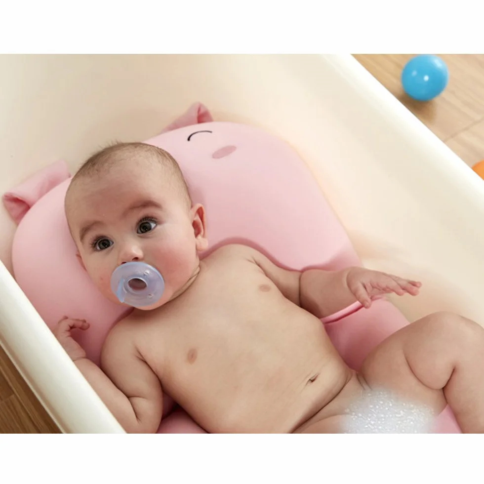 Tapis de bain bébé nouveau-né pliable coussin siège de baignoire rose