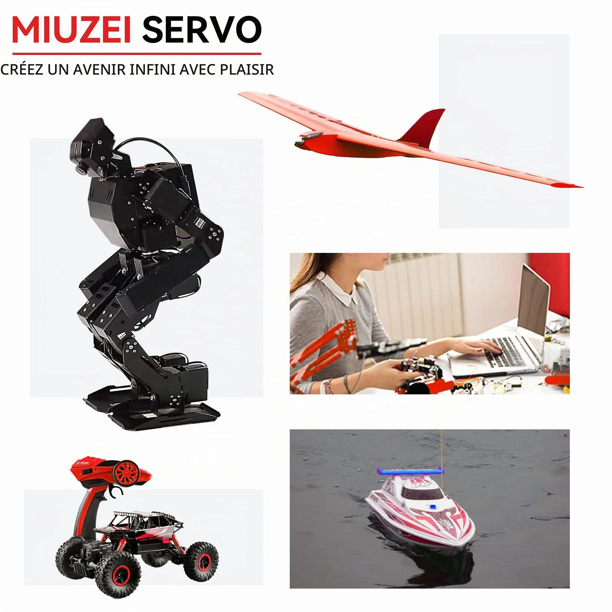 Miuzei Servo 25kg Digital Standard 180 Metal Waterproof Compatible Arduino RC Voiture 1/10 1/8