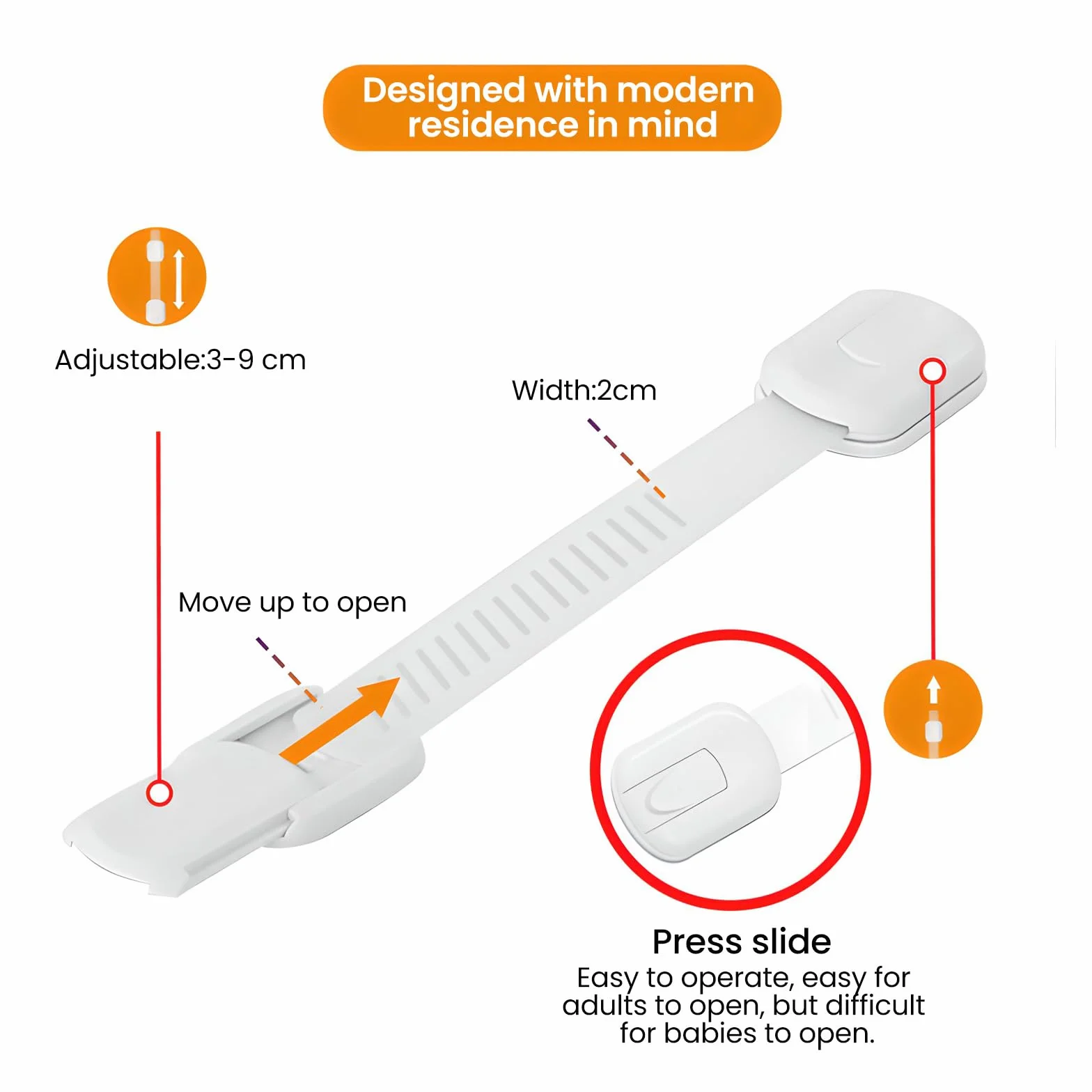 Bébé Sécurité Verrouillage Placard Enfant No Punch Strong Adhesive Adjustable Bloc Tiroir 6 Pièces Blanc