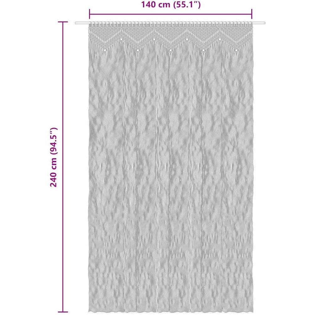 Rideau de Fenêtre Macramé Coton 140x240 cm vidaXL Séparateur de Pièce Salon