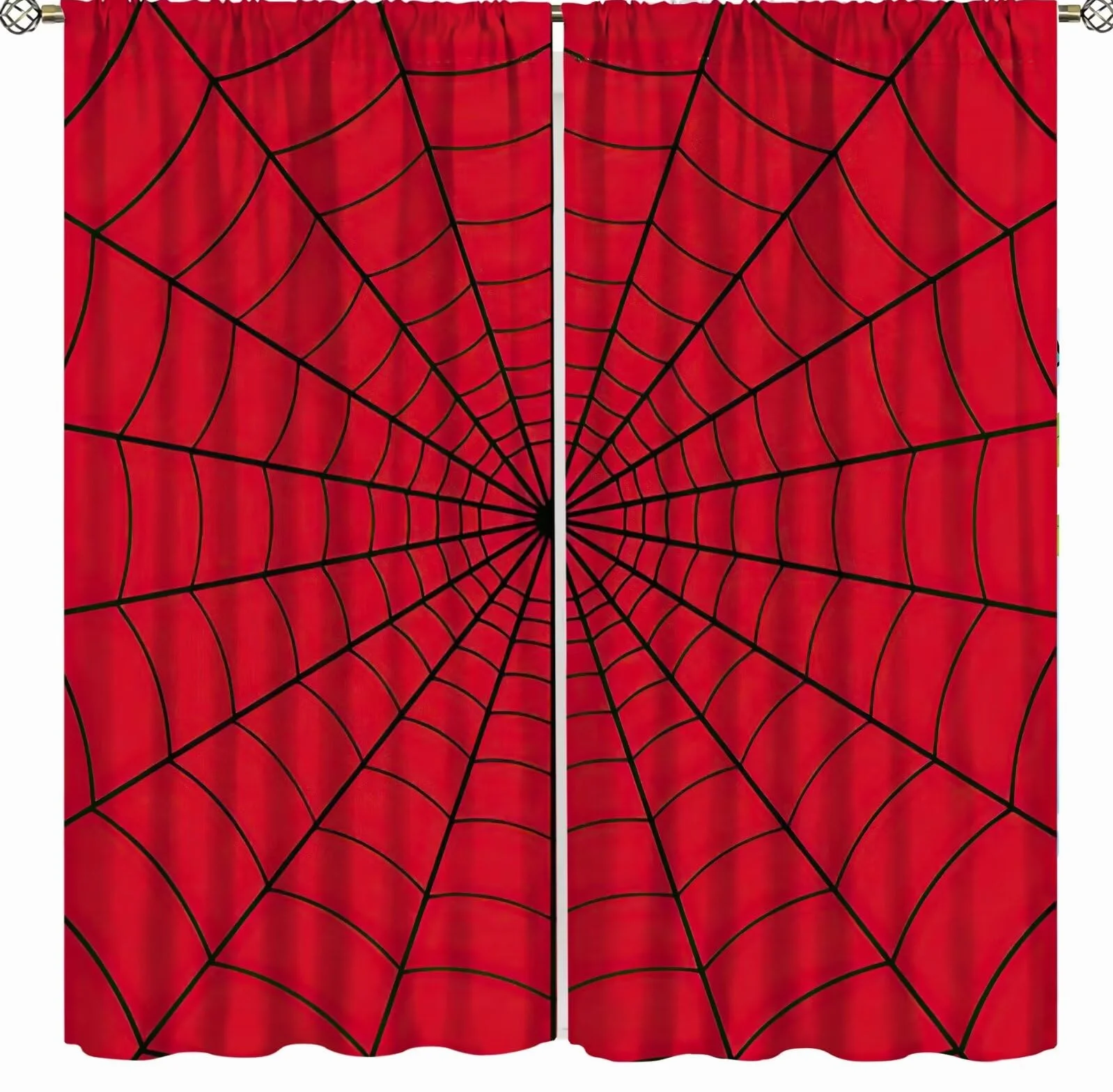 Rideaux de fenêtre Super héros Toile d'araignée Rouges pour Enfants 106,7 x 114,3 cm