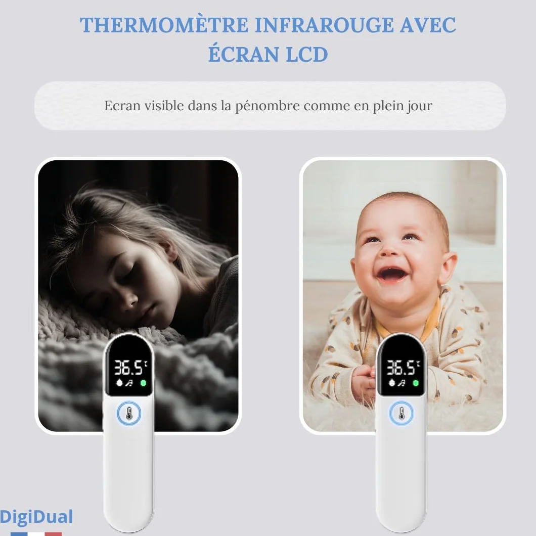 DigiDual Thermomètre Infrarouge Médical Auriculaire et Sans Contact Certifié CE IEC 60601-1 Précis Rapide