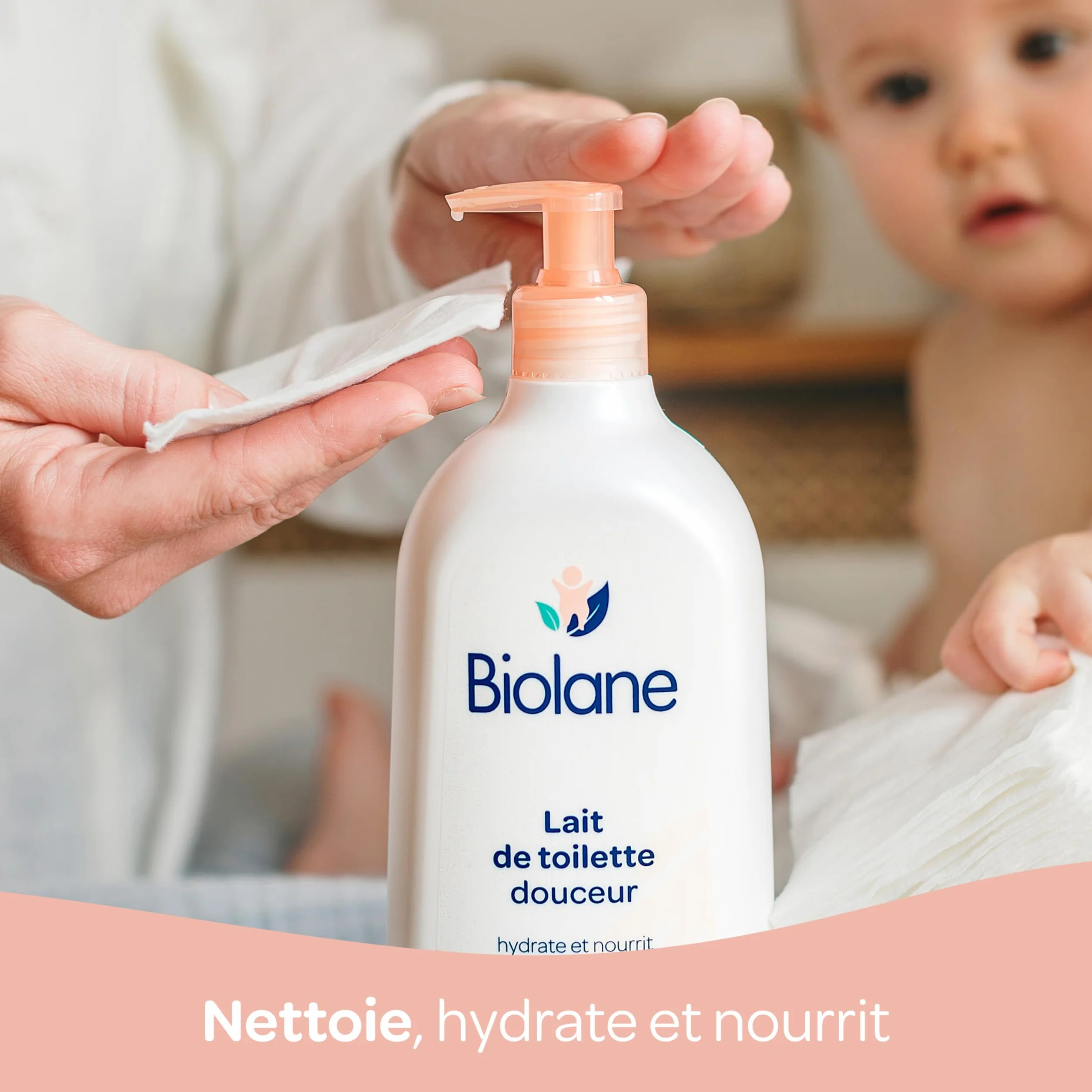 BIOLANE Lait de toilette 750ml Bébé Nettoie Visage Corps Siège Sans Rinçage 99% d'origine naturelle Fabriqué en France
