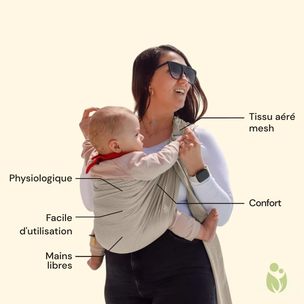 Naturioù R'Sling Écharpe de Portage Sans Noeud Mesh Anti-Chaleur Beige