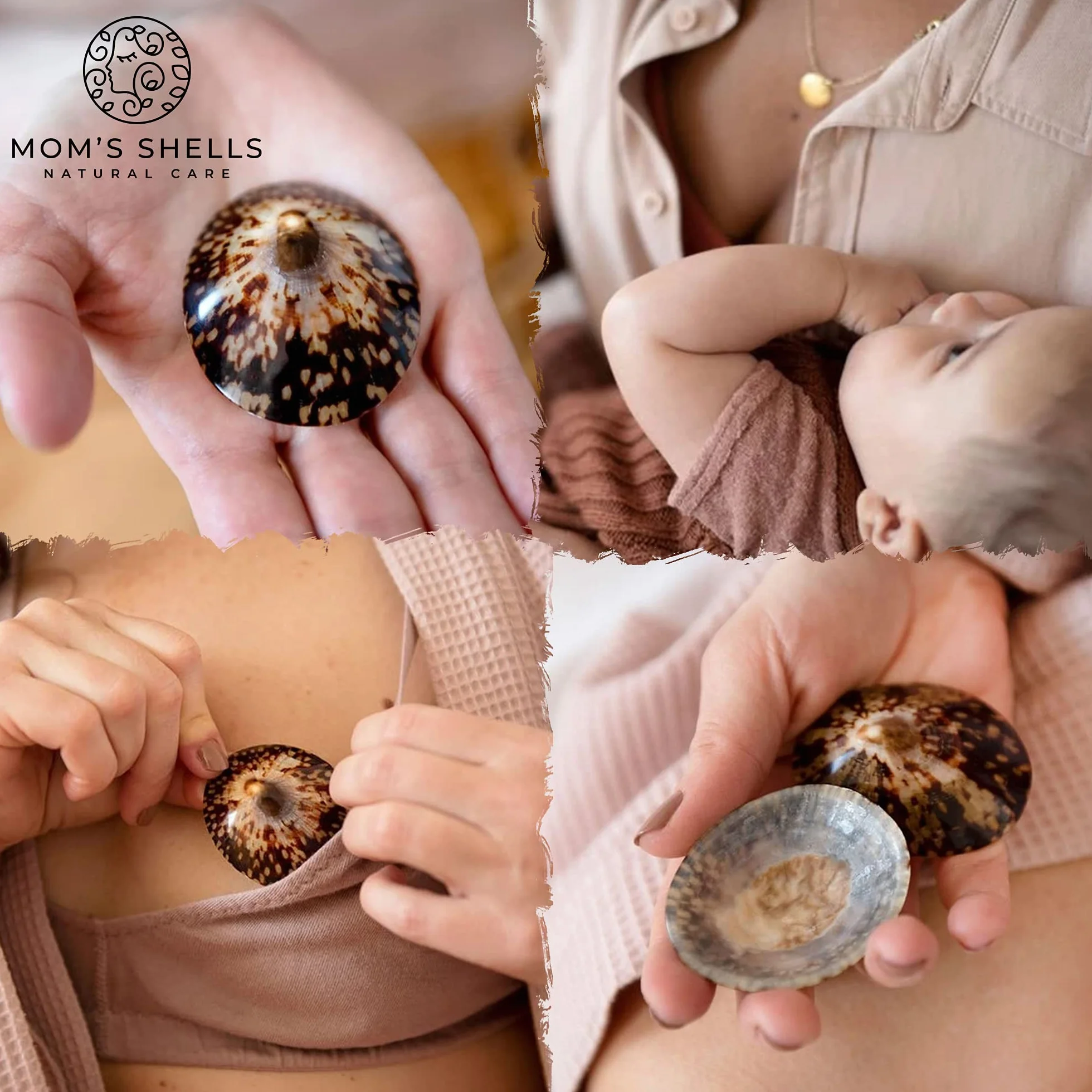 MOM’S SHELLS Essentiel Coquillages d’allaitement en nacre Taille M 5.5/6cm Anti Crevasse Lait Maternel