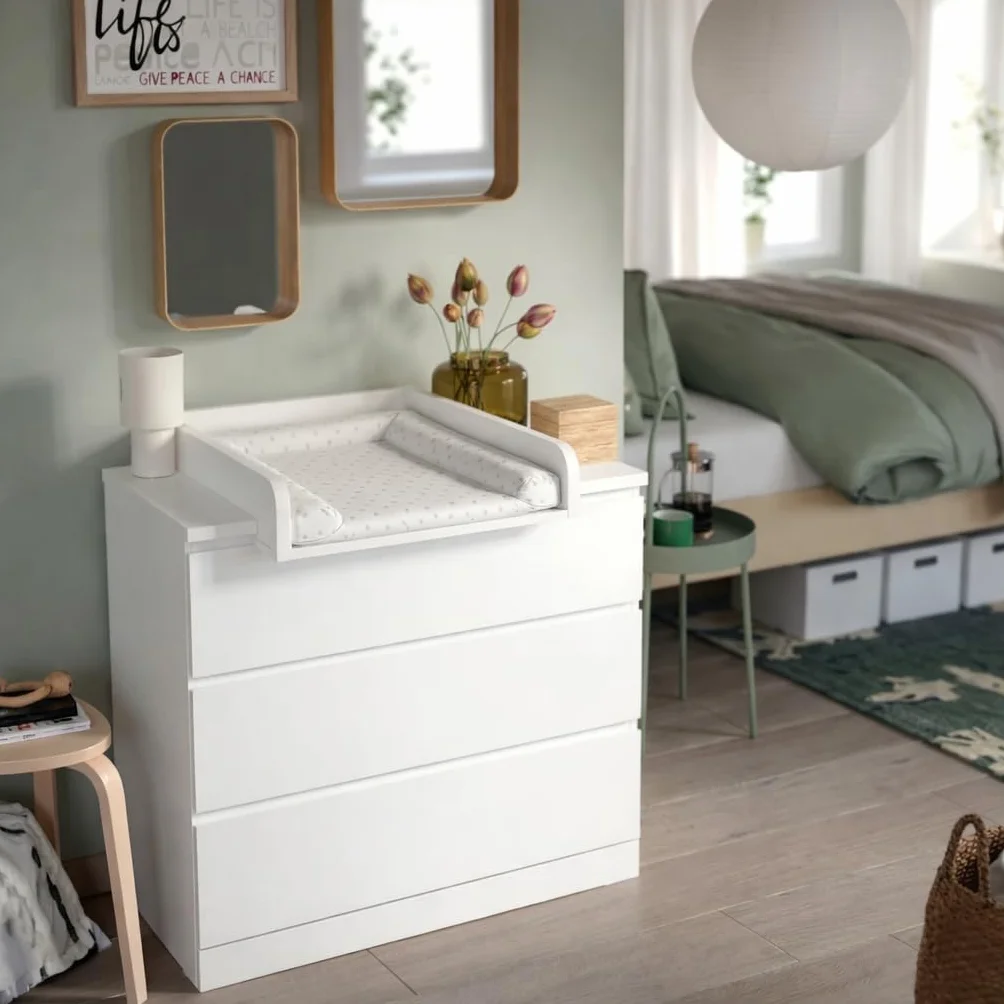 Table à langer bébé Blanc 53,2 x 70 cm Réglable extensible 34–50 cm Bords surélevés