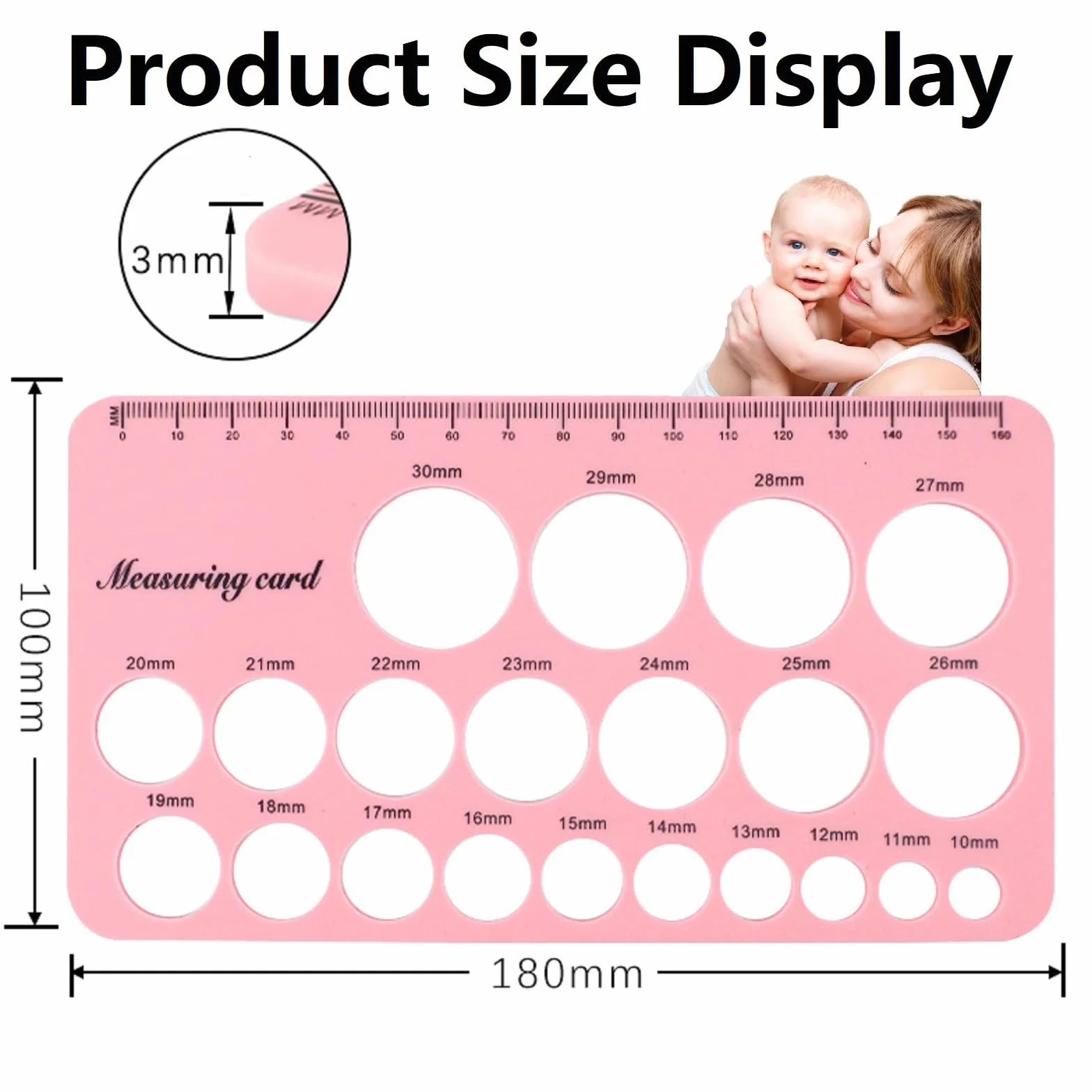Règle de Mesure de Taille des Mamelons en Silicone avec Ruban à Mesurer 1.5m