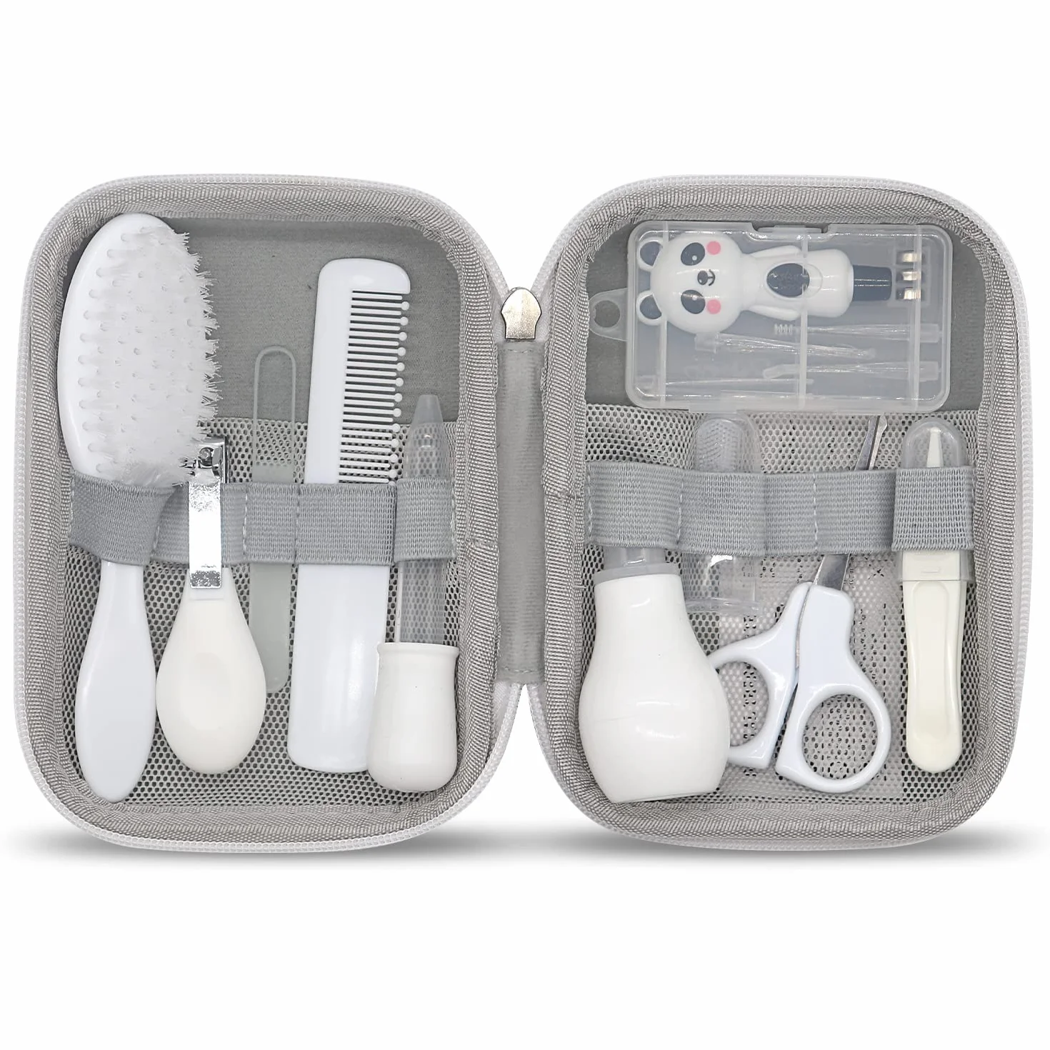 Trousse de Soin Bébé 11 Pièces Portable Peigne Pince à Ongles Blanc