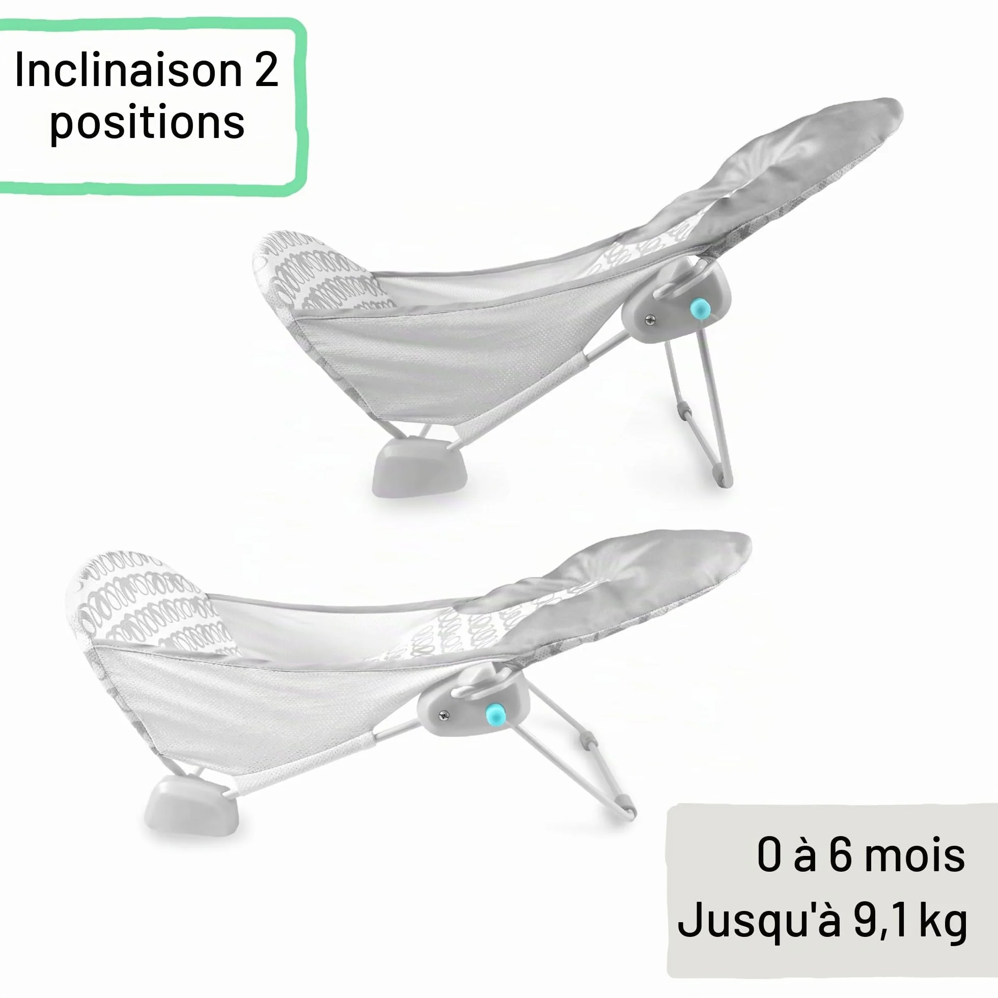 INGENUITY Transat de bain pour bébé pliable gris