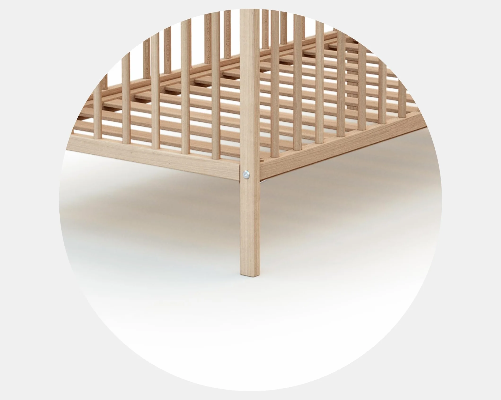 Lit bébé 60x120cm Hêtre Brut Bois massif Sommier réglable 3 hauteurs