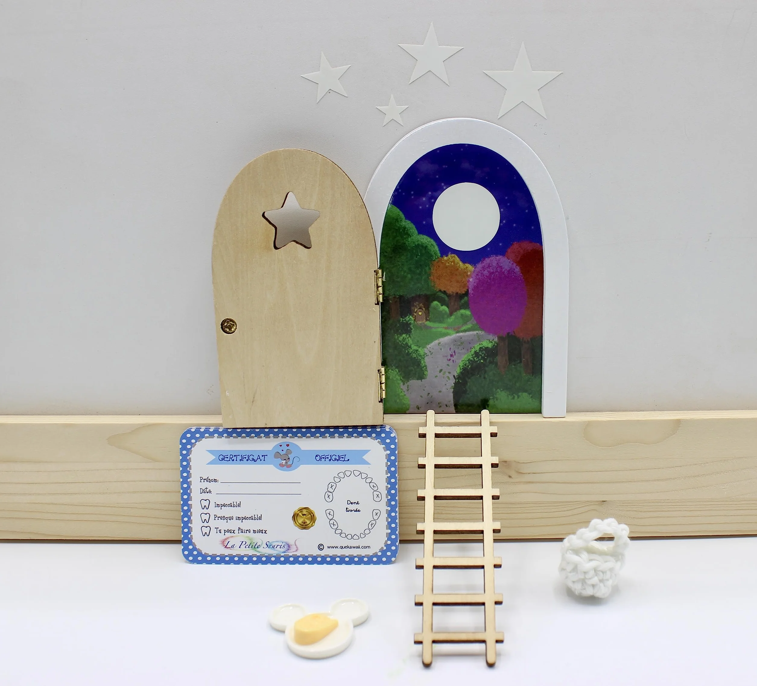 MAGIQUE LA PETITE SOURIS Porte qui s'ouvre et brille dans le noir en bois à peindre et customiser avec accessoires