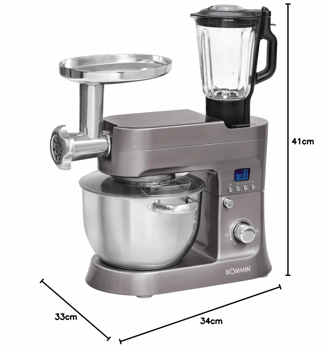 Bomann KM 1395 CB Robot Pâtissier Professionnel 4 en 1 1200 W Titane