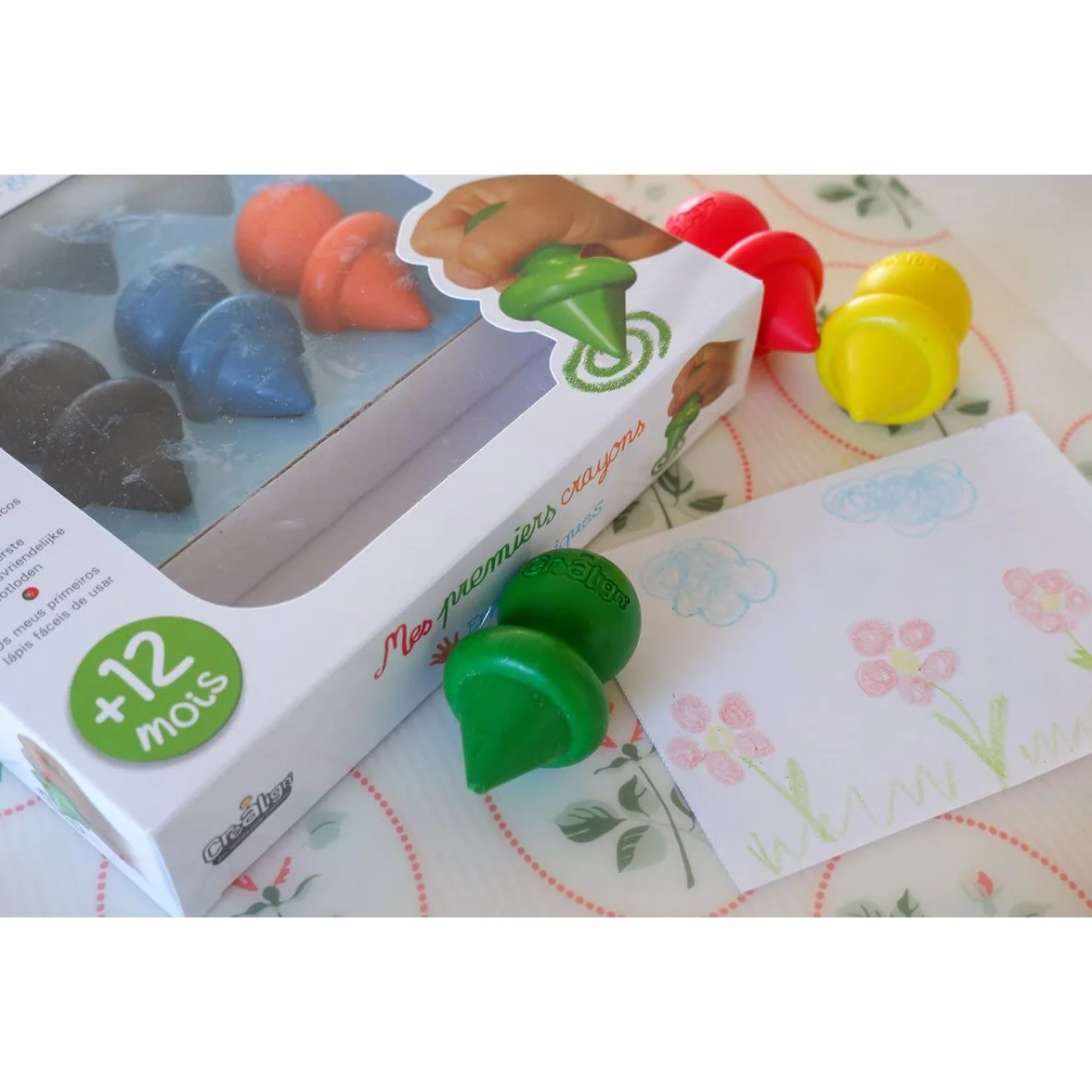 Créa Lign' 1ers Crayons de Cire Ergonomiques 6 Couleurs Dès 12 Mois