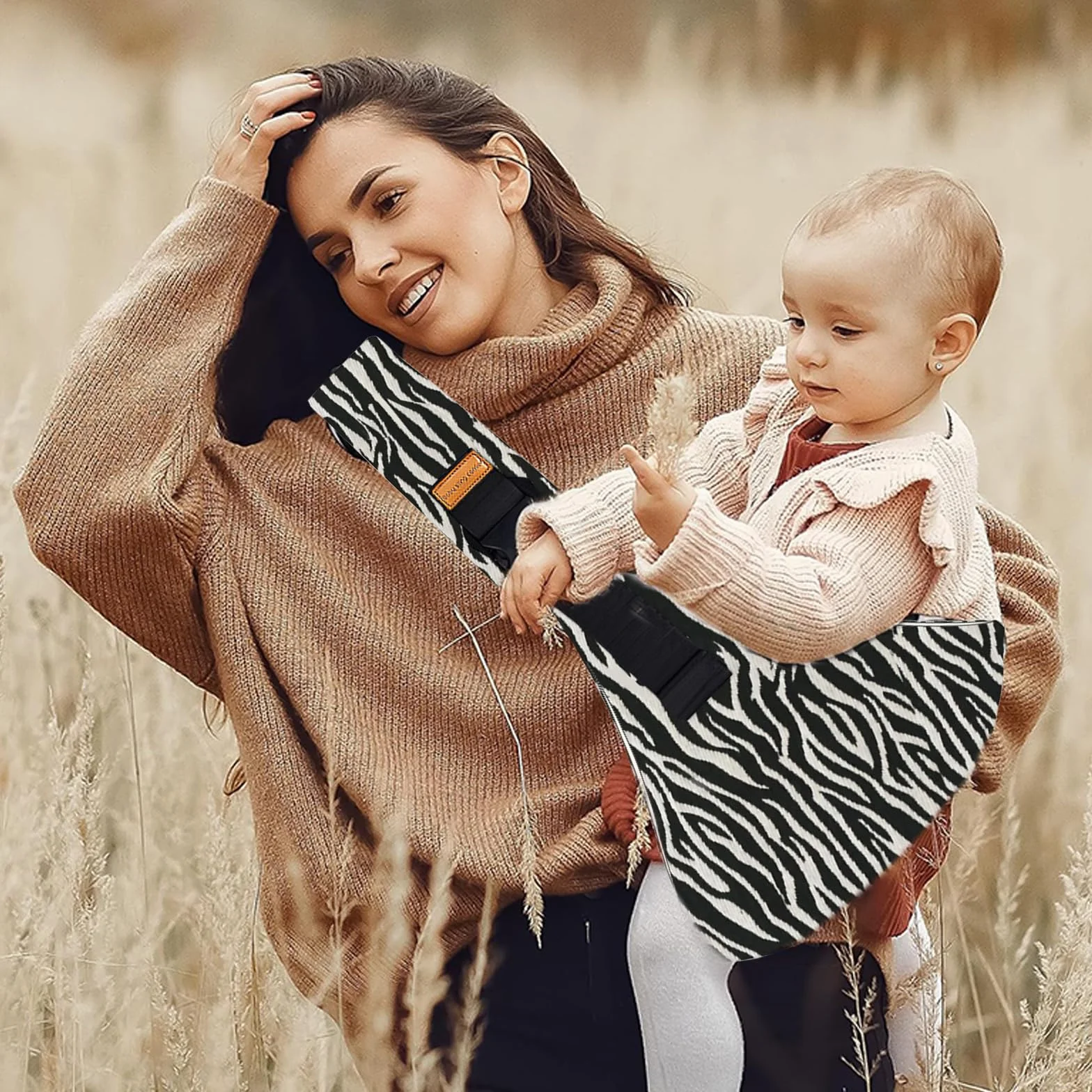 Baby Carrier Physiologique Porte Bebe Toddler Réglable Léger Respirant 0-36 Mois Kangourou Sling (Rayures Zèbre)