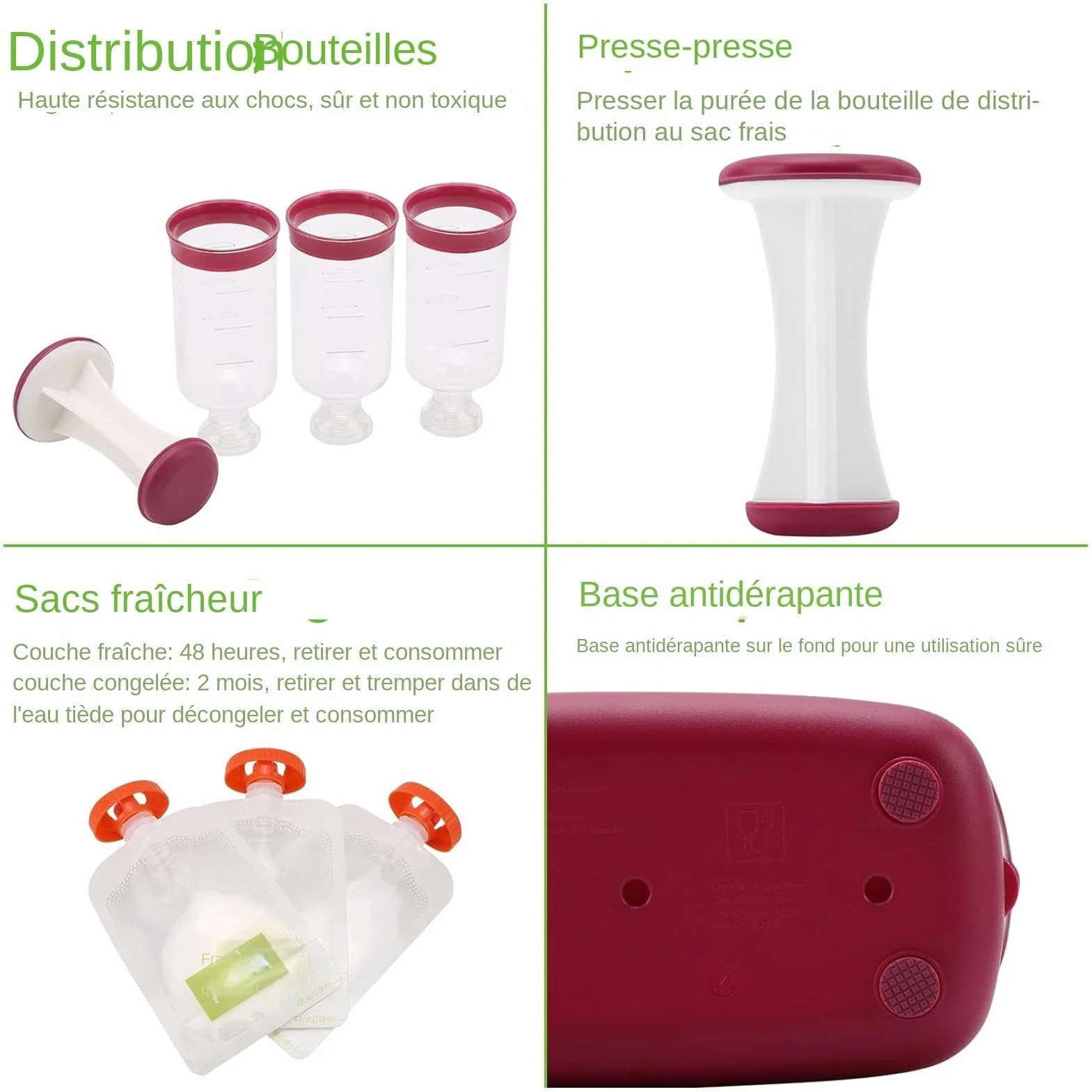 Station De Compression Pour Aliments Pour Bébé Machine À Sachets Fraîchement Pressés (20 Sacs)