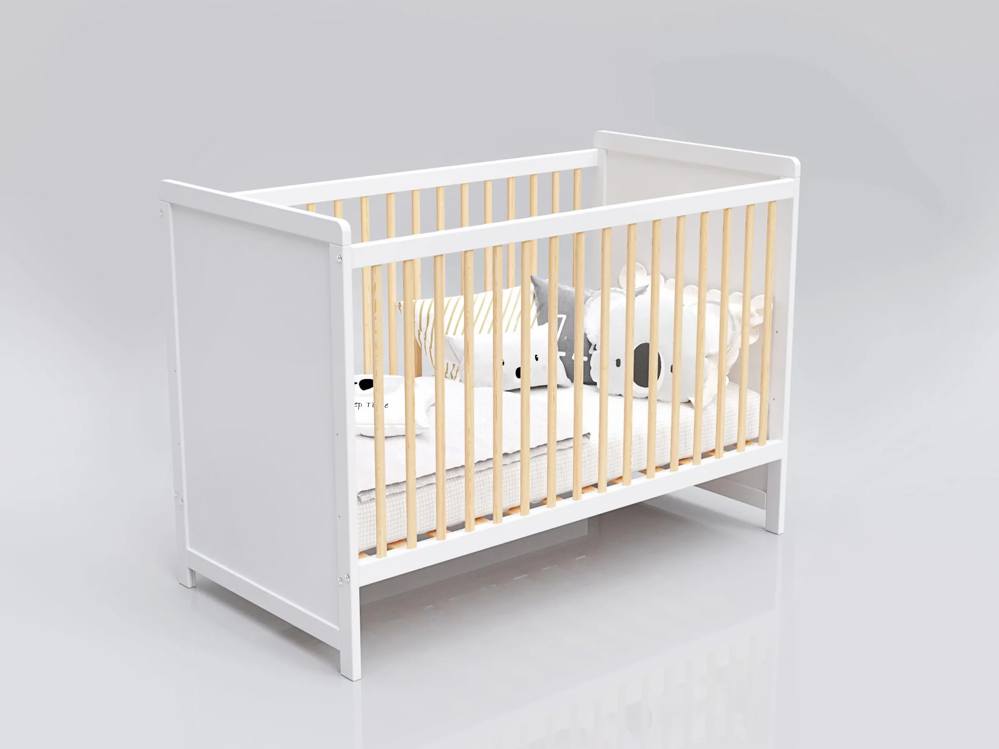 Love For Sleep Tokyo Lit Bébé Évolutif 120x60 cm Bois Pin Blanc Transformable Barrière Sécurité