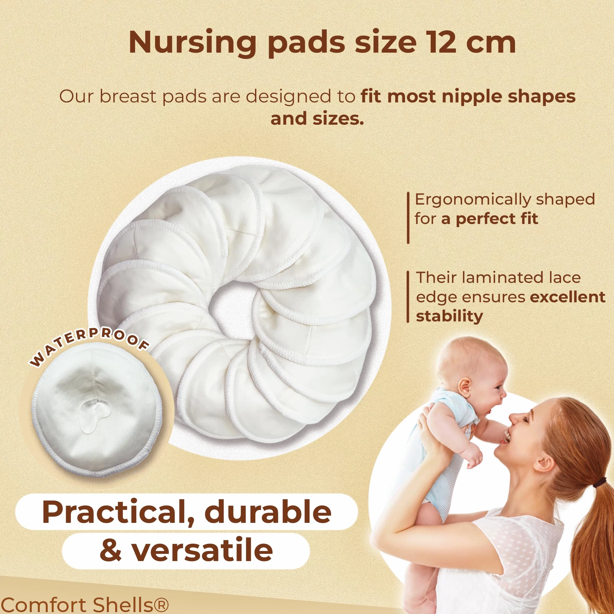 Coussinets d'allaitement lavables en Fibre de Bambou Lot de 14 avec Sac de Lavage et Bracelet de Maintien Antibactériens Hypoallergéniques