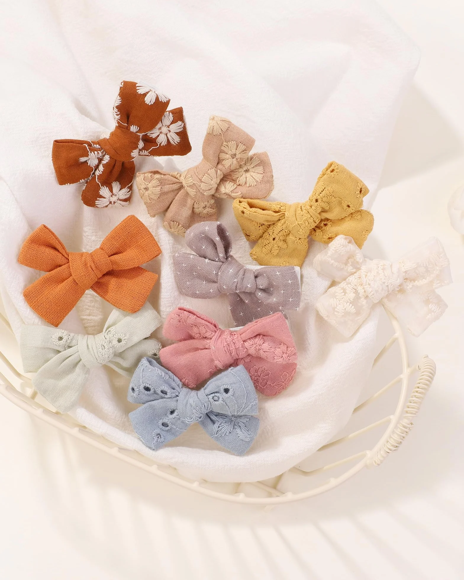 Jollybows 20pcs Barrette Cheveux Fille 5cm Pince Noeud Cheveux Bébé Crocodile Doublée Accessoires Enfant