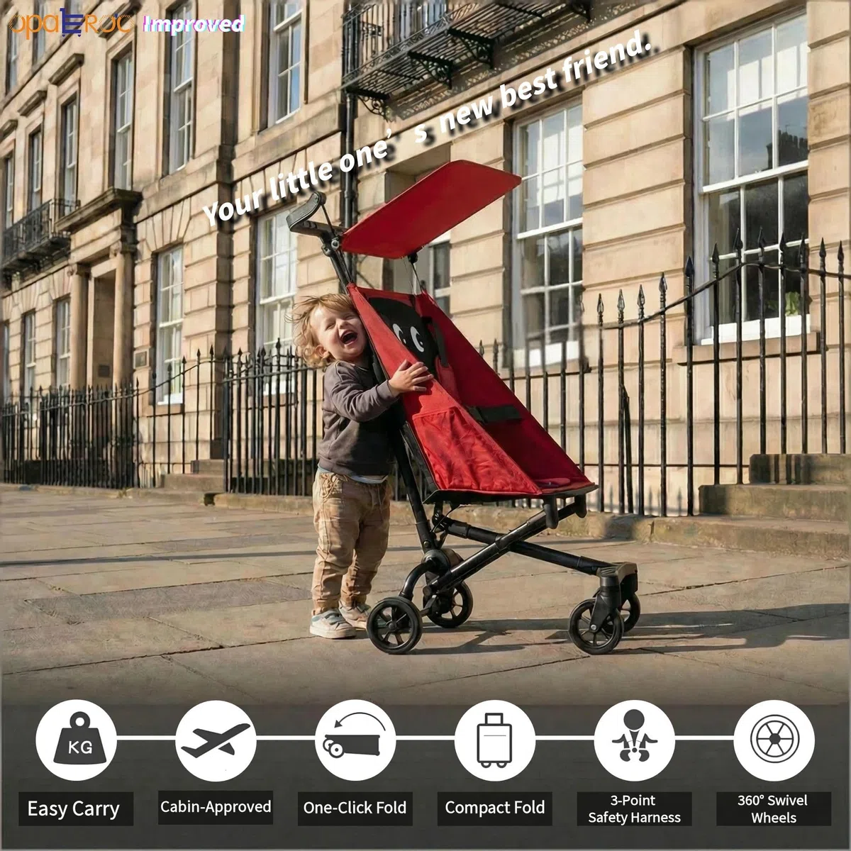 Poussette De Voyage Ultra-légère, 2,8kg Pliage Et Dépliage D'une Main Compact Pour Avion, Avec Coussin Dorsal Pour Enfants 0-4 Ans, 4 Couleurs red