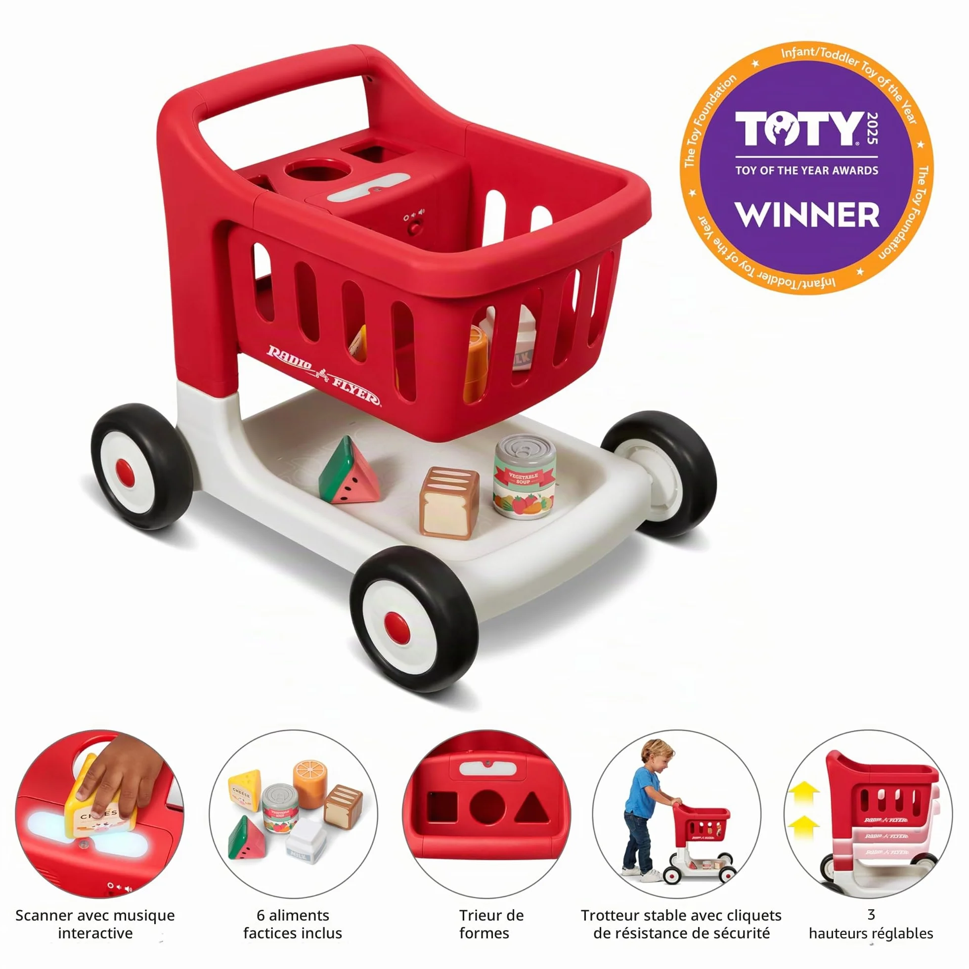 Radio Flyer Scan & Sort Caddie Chariot de Marche Rouge avec Lumières et Sons pour Tout-Petits