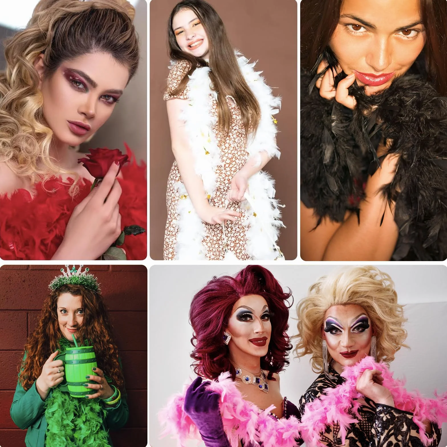 Boa à Plumes 2M 80g Unisexe DIY Accessoire Déguisement Carnaval Fête Halloween Noël Mariage Cosplay
