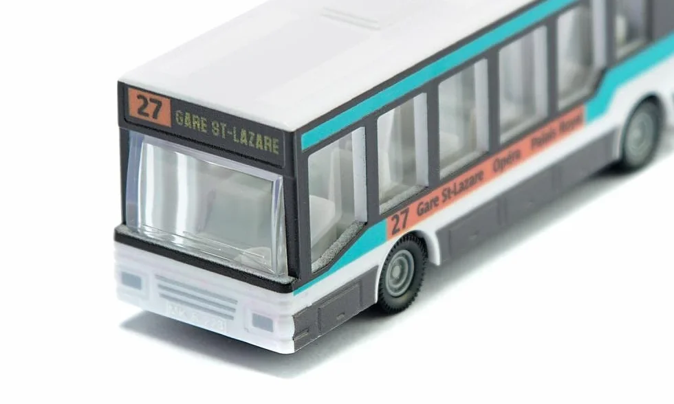 Siku Autobus Articulé À Soufflet Métal Plastique Blanc Turquoise Pneus Caoutchouc Véhicule Jouet Enfants