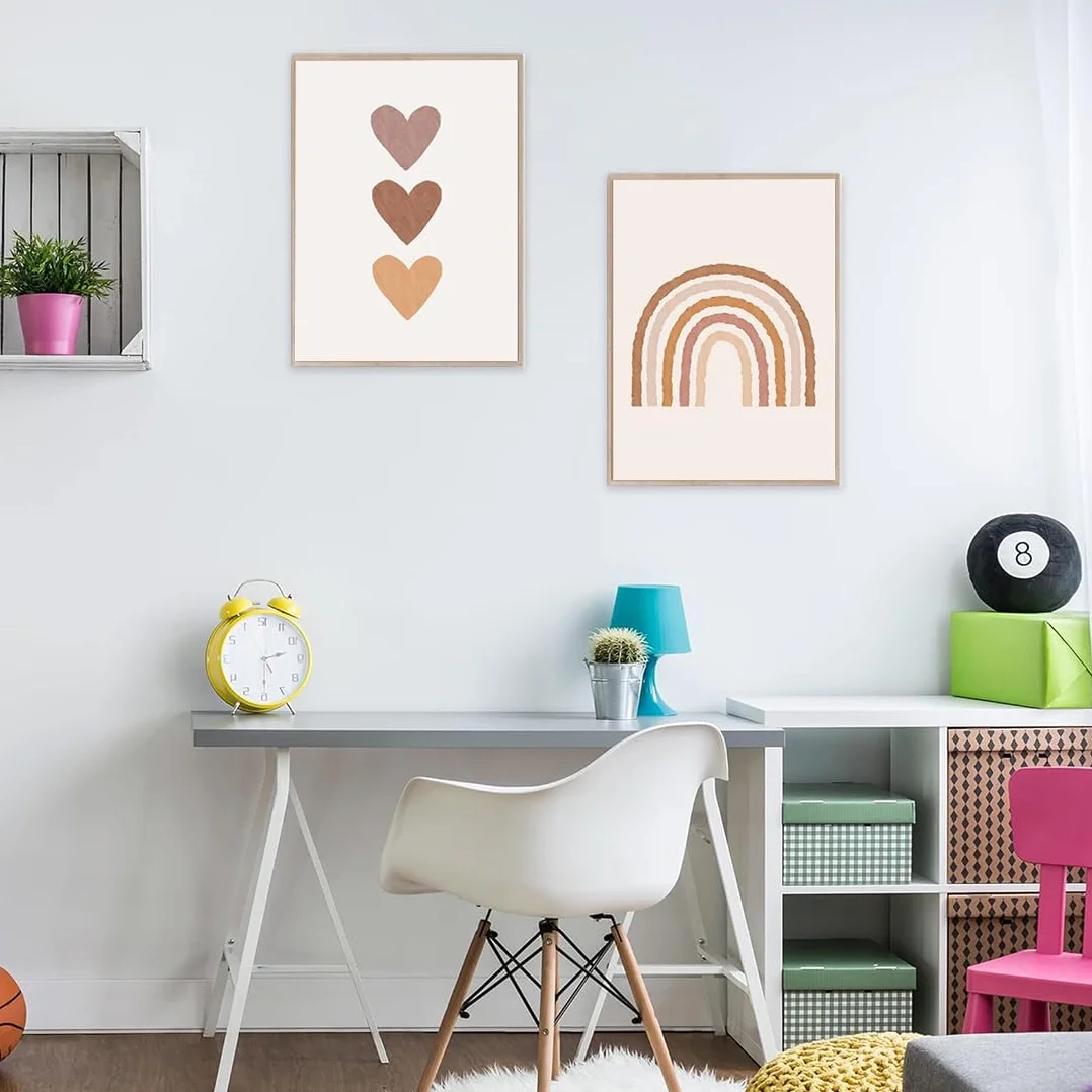Lot de 3 tableaux décoration murale chambre enfant fille Arc-en-ciel DIN A4