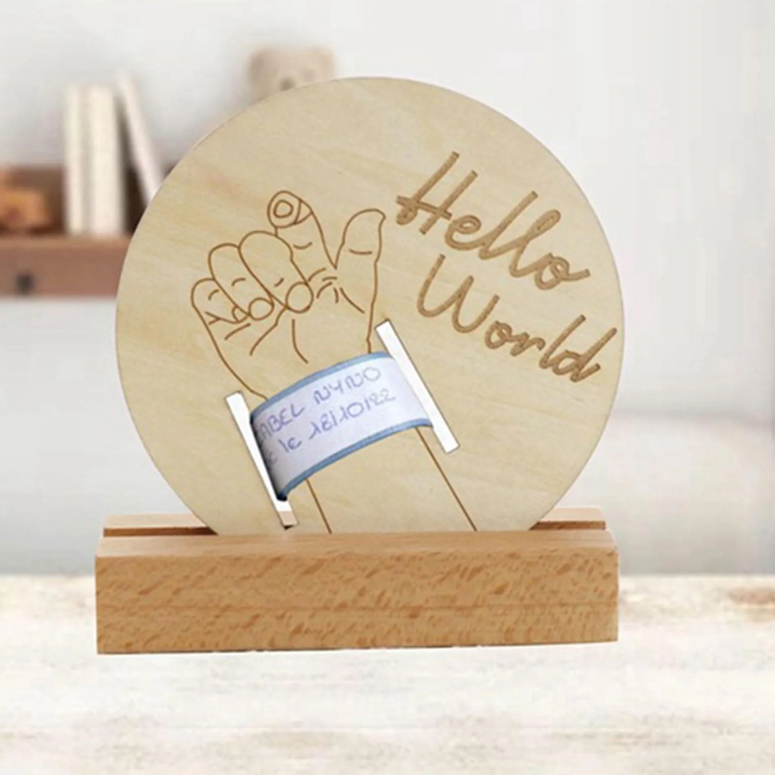 Souvenir de naissance bébé en bois avec gravure support bracelet coffre-fort citrouilles jalons