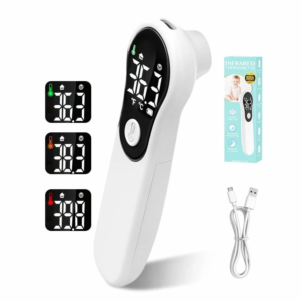 Thermomètre Frontal Sans Contact Infrarouge Numérique pour Bébé Adultes avec Écran LCD Alerte Fièvre