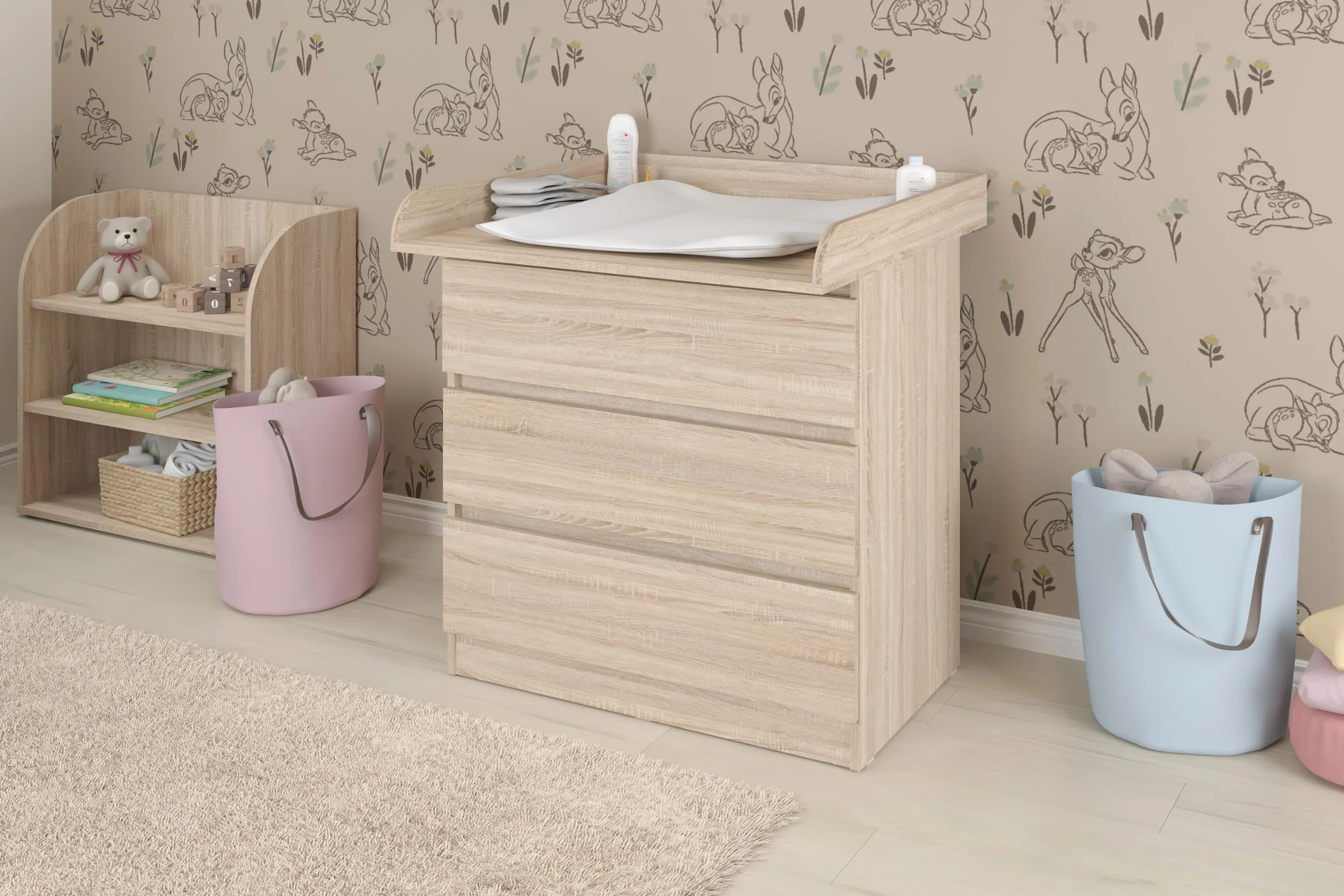 Shefa Table à langer 800 universel pour commode Ikea MALM HEMNES NORDLI - Chêne