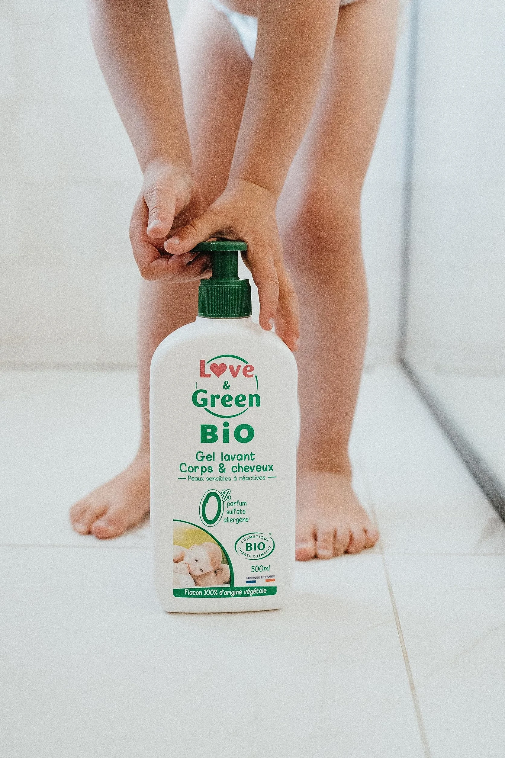 Love & Green Gel Lavant Corps/Cheveux Bio 500 ml Fabriqué en France