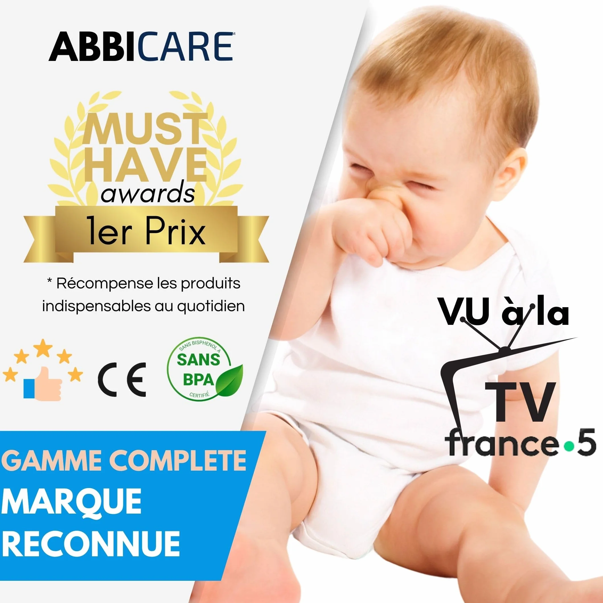 ABBICARE Seringue nasale bebe 10ml sans BPA Kit 4 seringues embouts silicone soin nasal