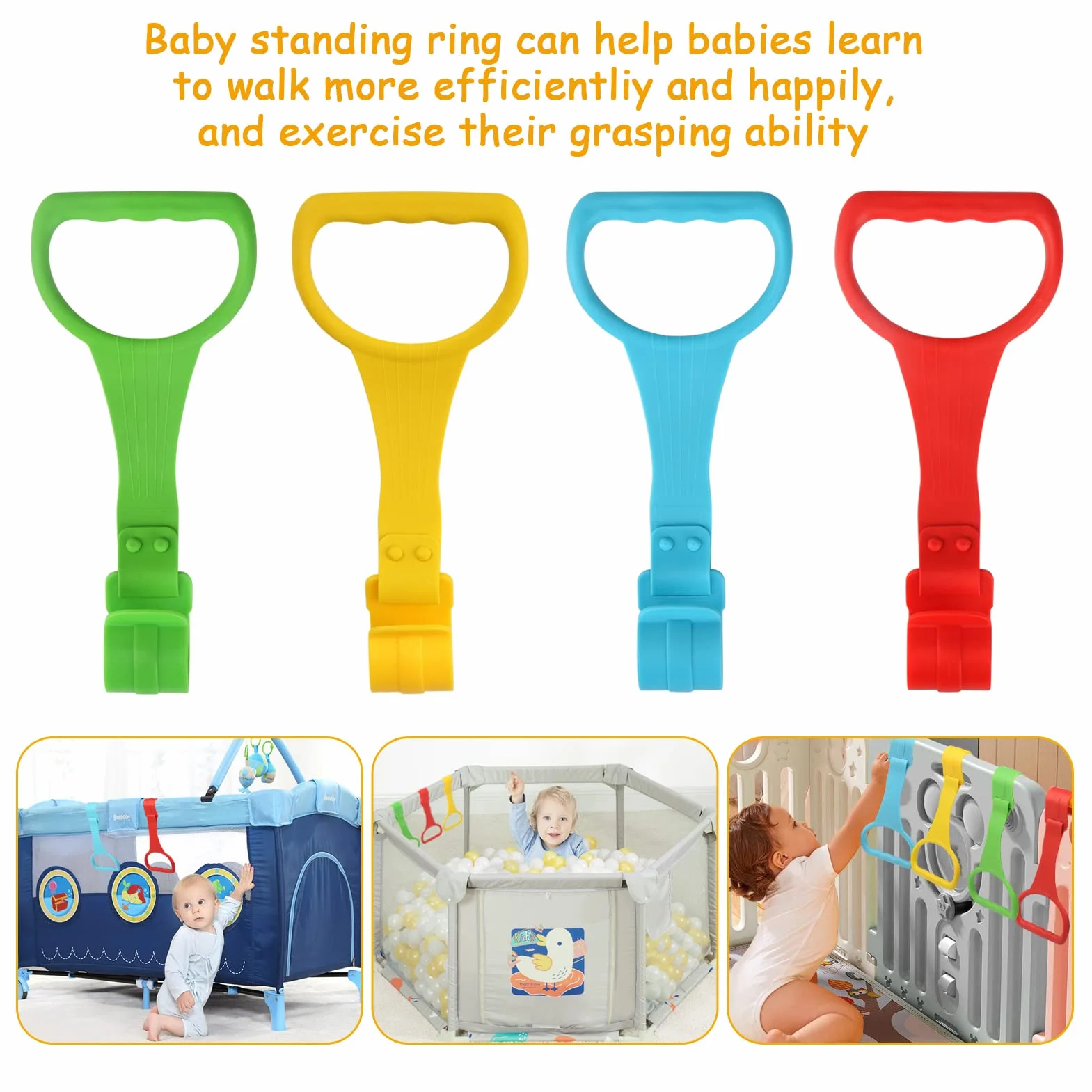 JoyPlus Anneau de Lit Bébé 4 Pièces Parc Bebe Aide Se Lever Entraînement Équilibre