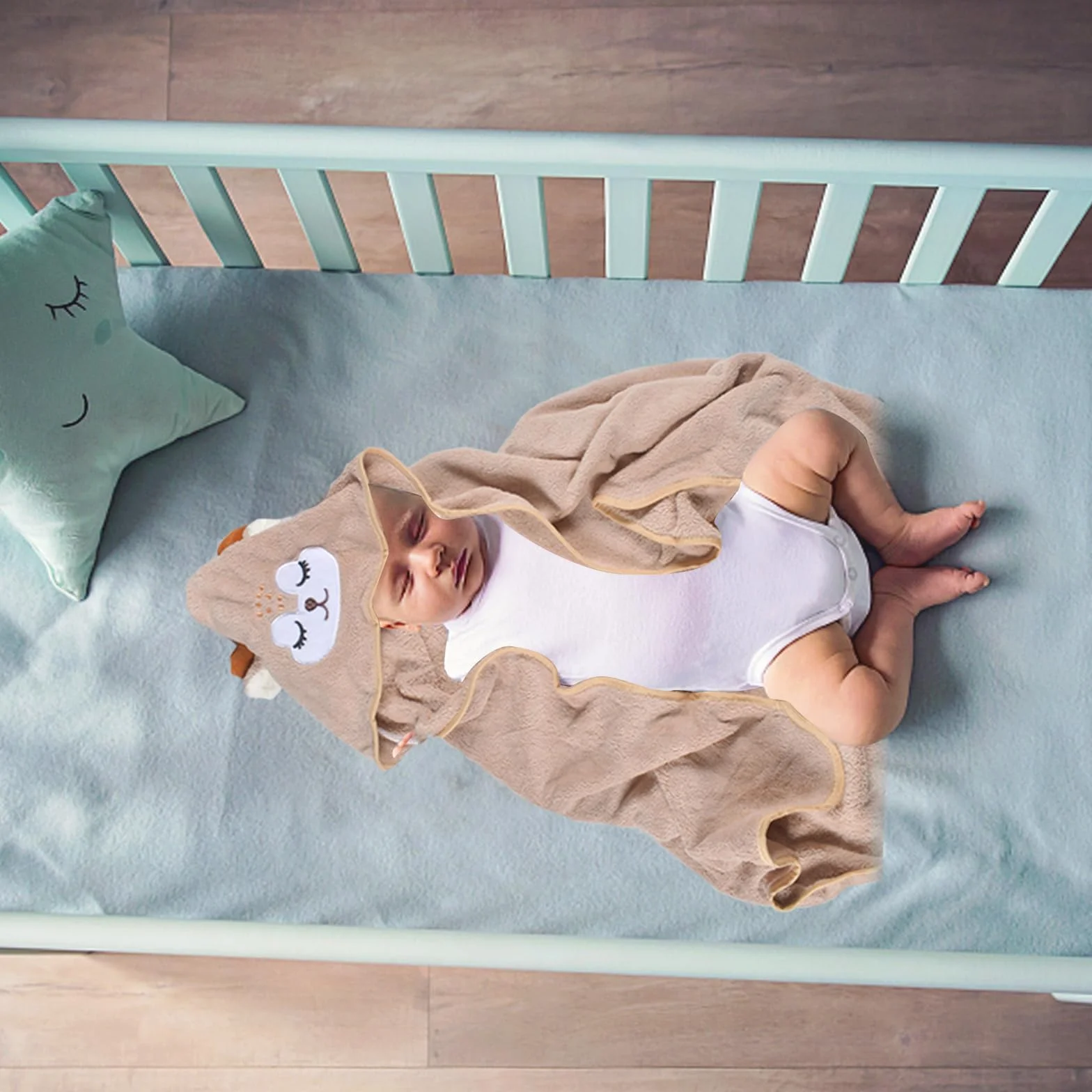 Serviette de Bain Capuche Bébé 80x80cm Cape de Bain 0-5 Ans