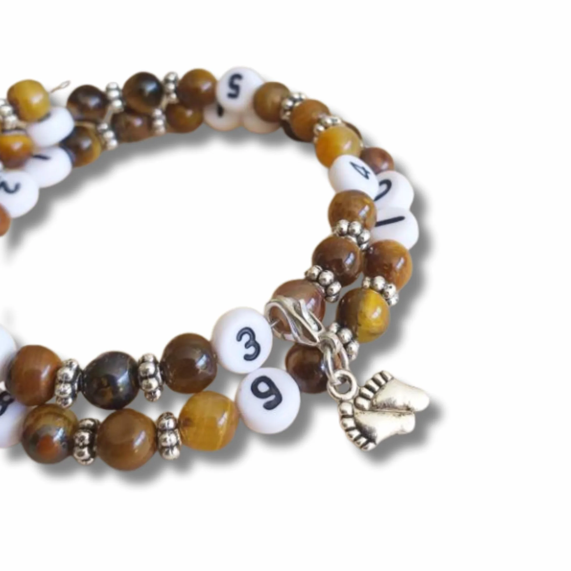 Bracelet d'allaitement œil de tigre Chanvatey avec indicateur d'heure de tétée