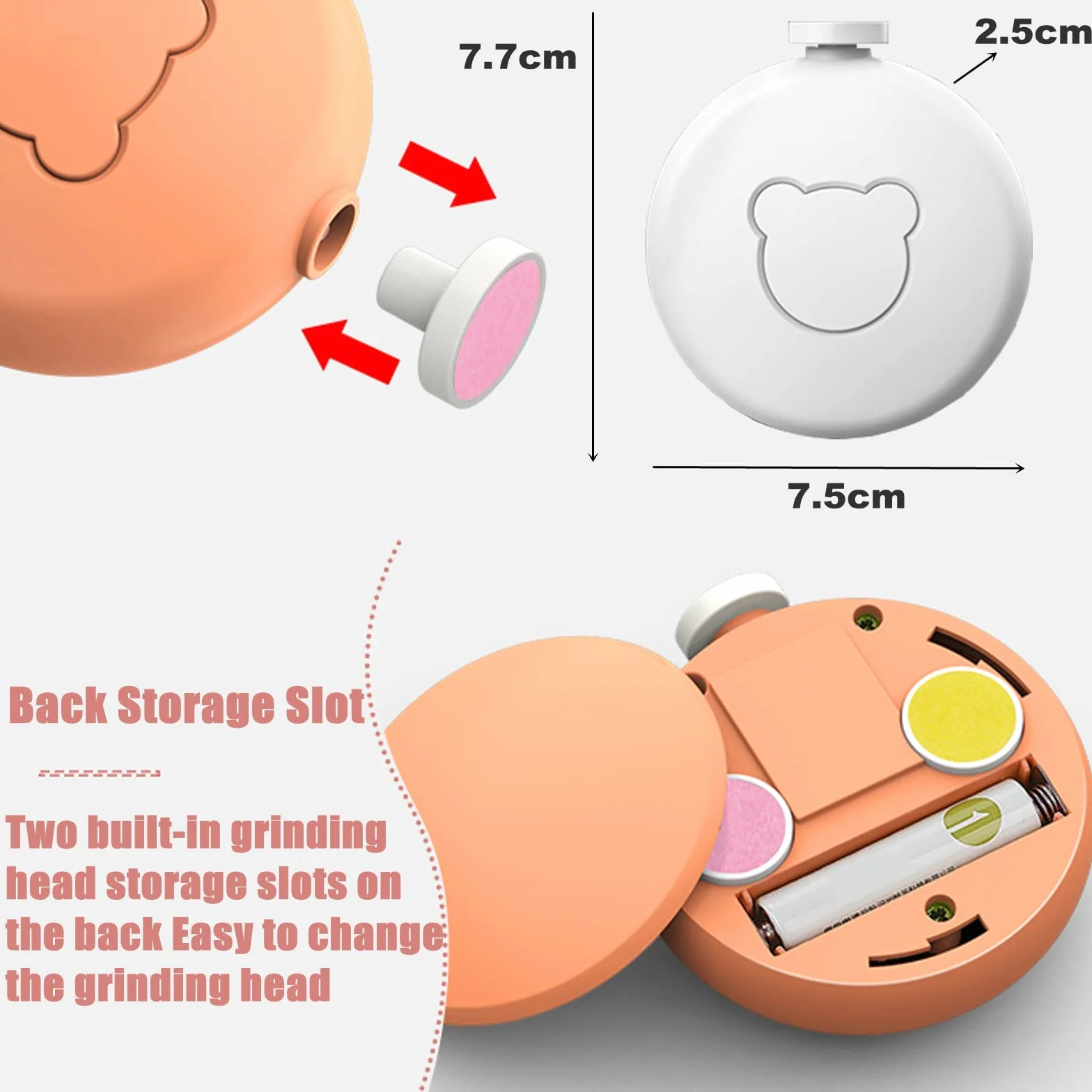 Julyupoli Lime à Ongles Électrique Bébé 6 en 1 Kit Tondeuse Ongles Nouveau-Nés Enfant Adulte Orange