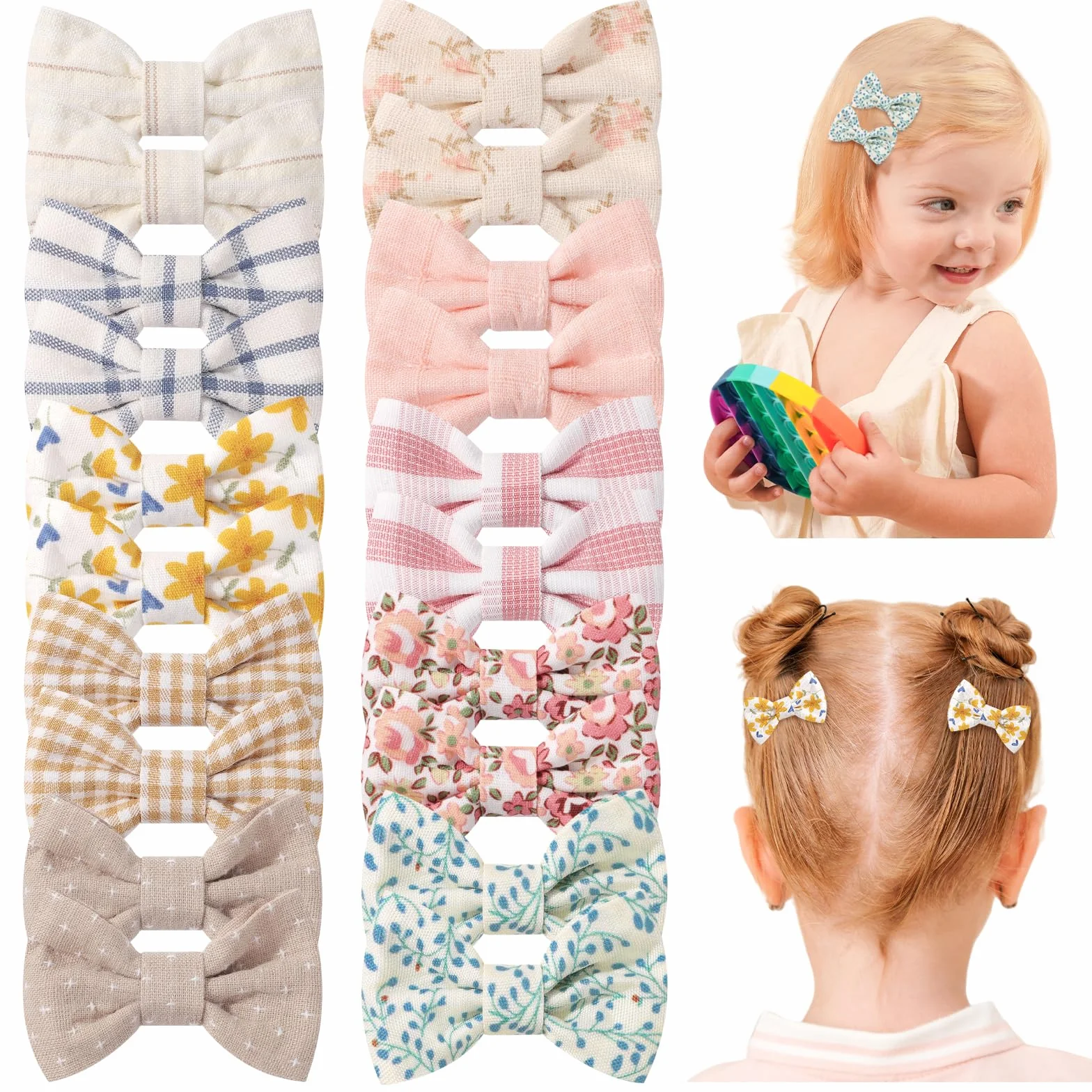 Jollybows 20pcs Barettes Cheveux 5 cm Pince Noeud Cheveux Bébé Accessoires Enfant