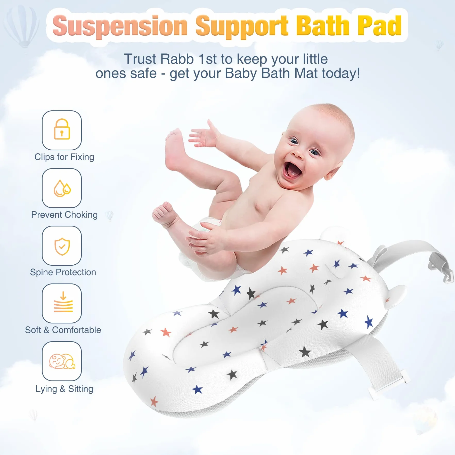 Baignoire Bébé Pliable Antidérapant avec Tapis et Trous de Drainage pour Nouveau-Nés et Tout-Petits Gris