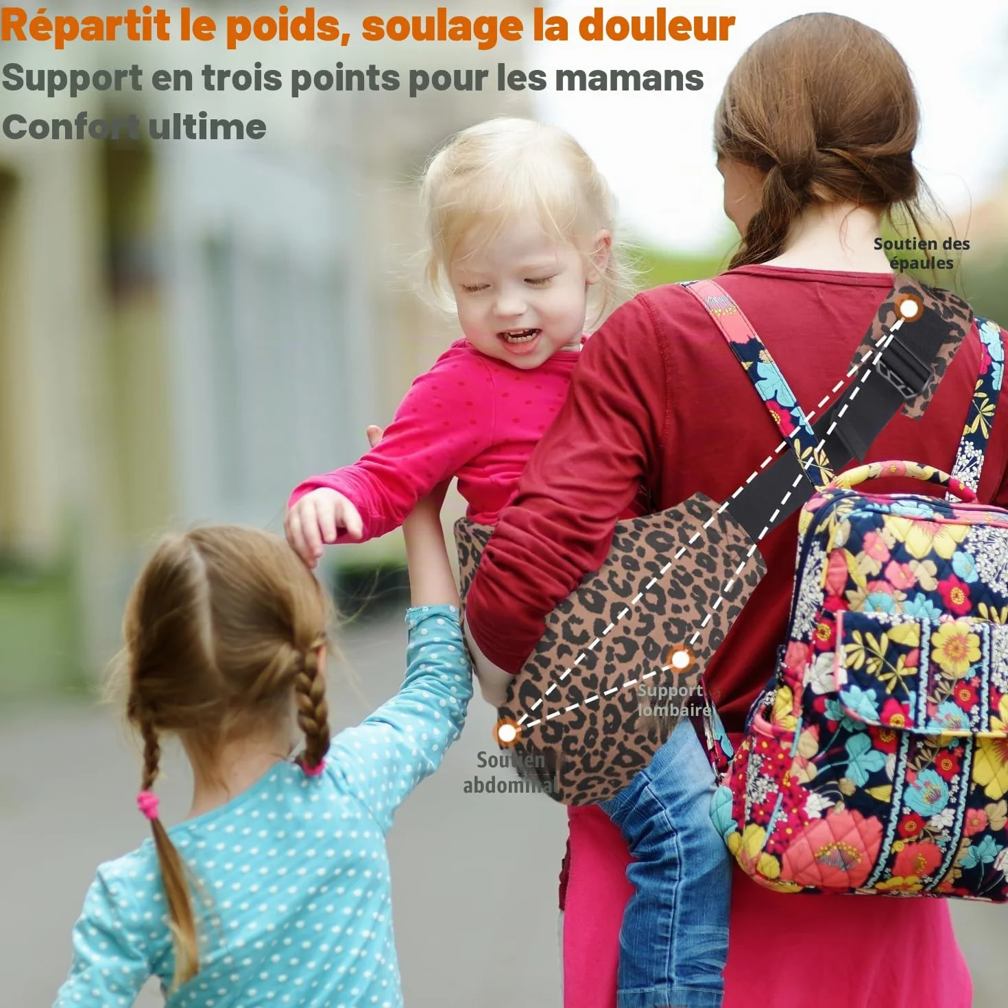 Écharpe de Portage Bébé Réglable Confortable Nouveau-Né 3-36 Mois Léopard