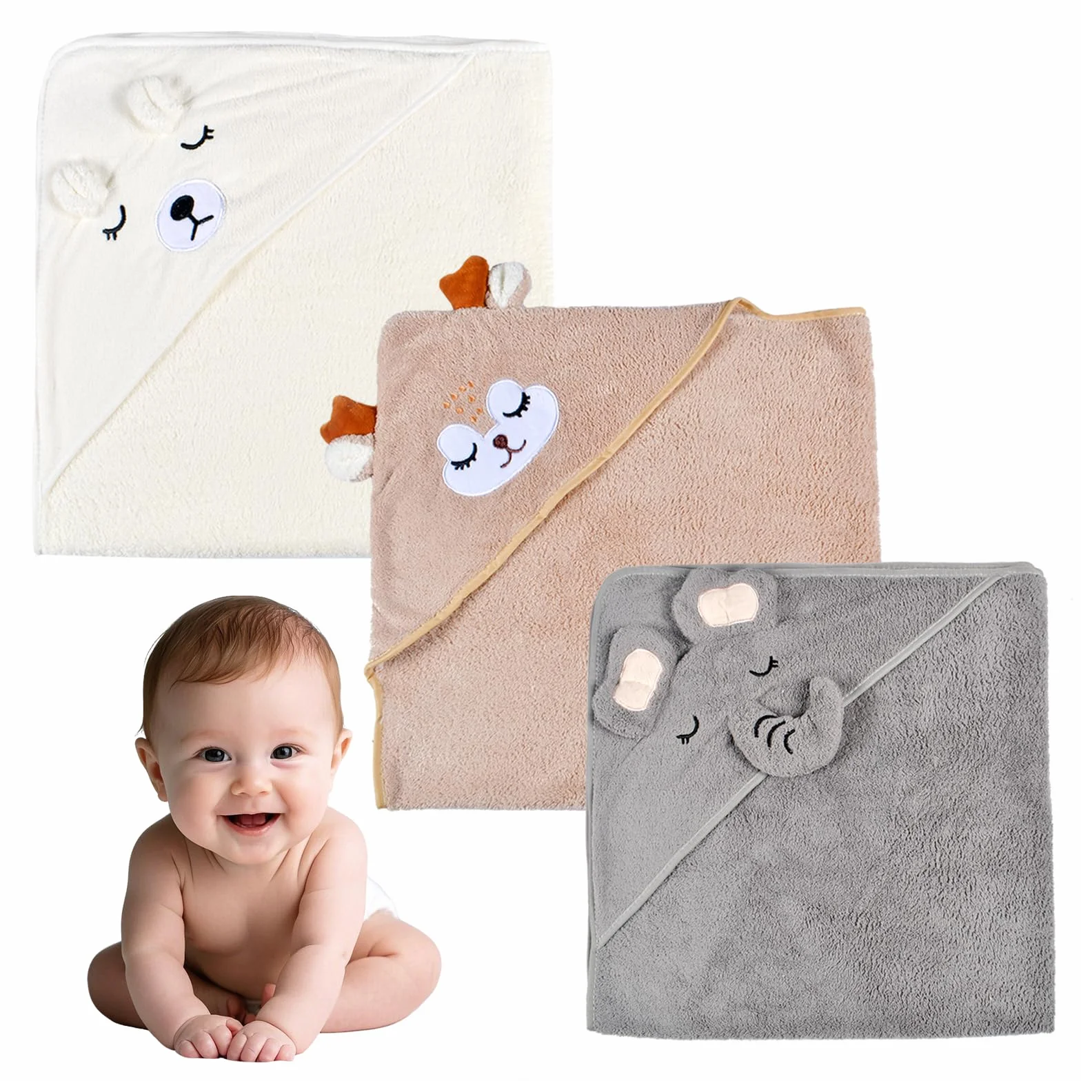 Cape De Bain Bébé 80x80cm Serviette Éponge Douce 0-5 Ans