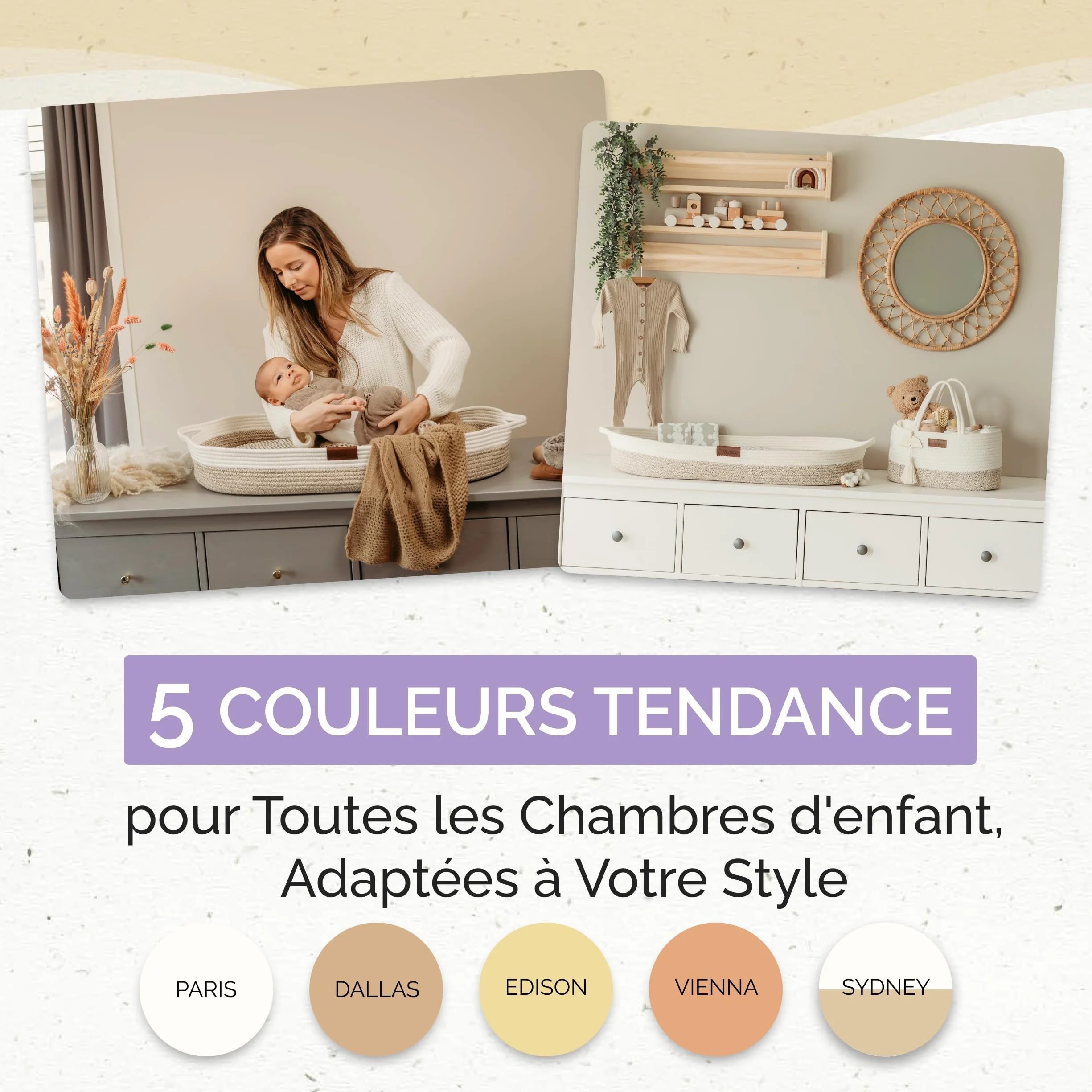 Yunioo Organisateur de panier à couches pour bébé│Sac à langer│Panier de rangement pour couches│Organisateur de jouets│Panier à langer