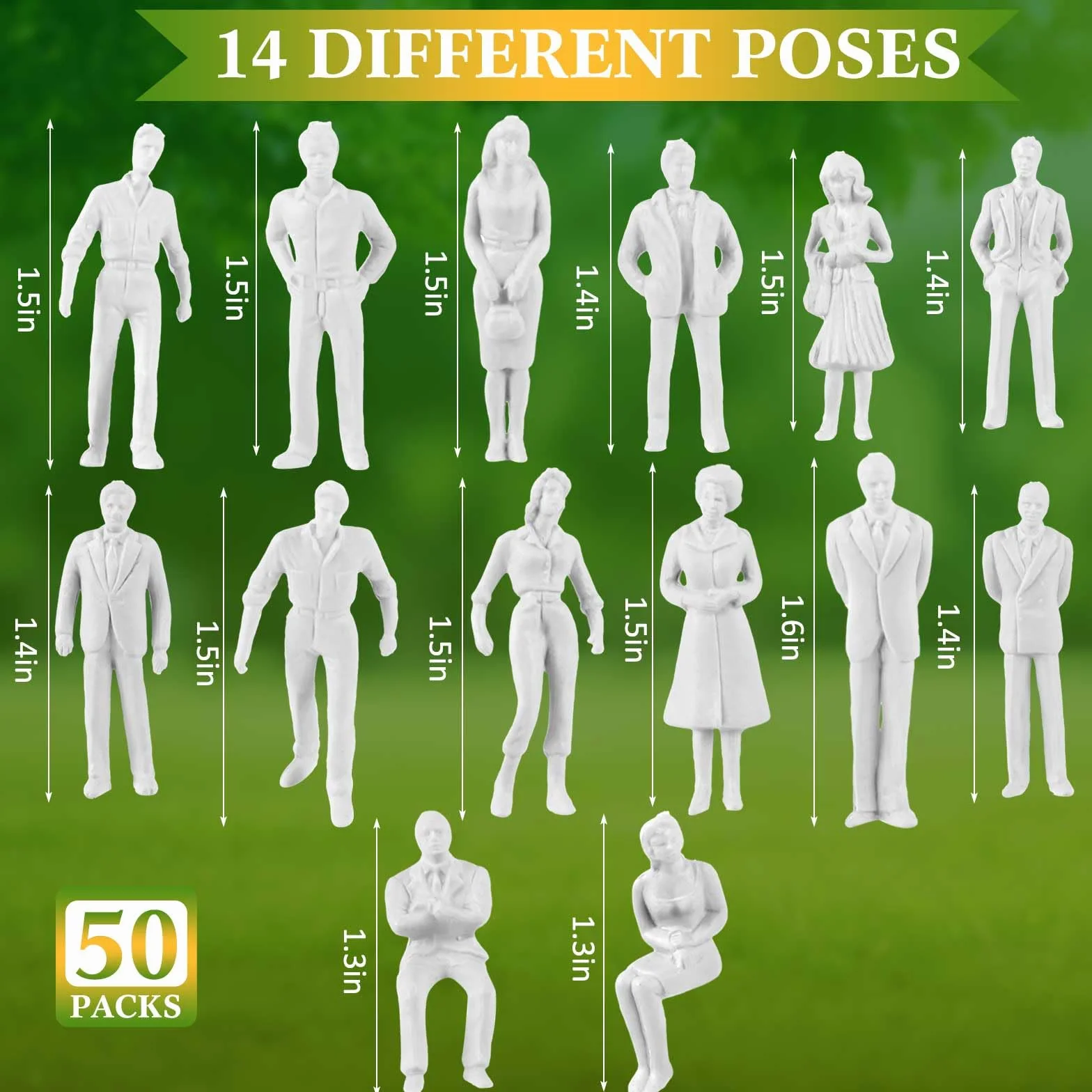 Namalu 50 Personnages Miniatures Échelle 1:50 Figurines Blanches Non Peintes Maquettes Architecturale
