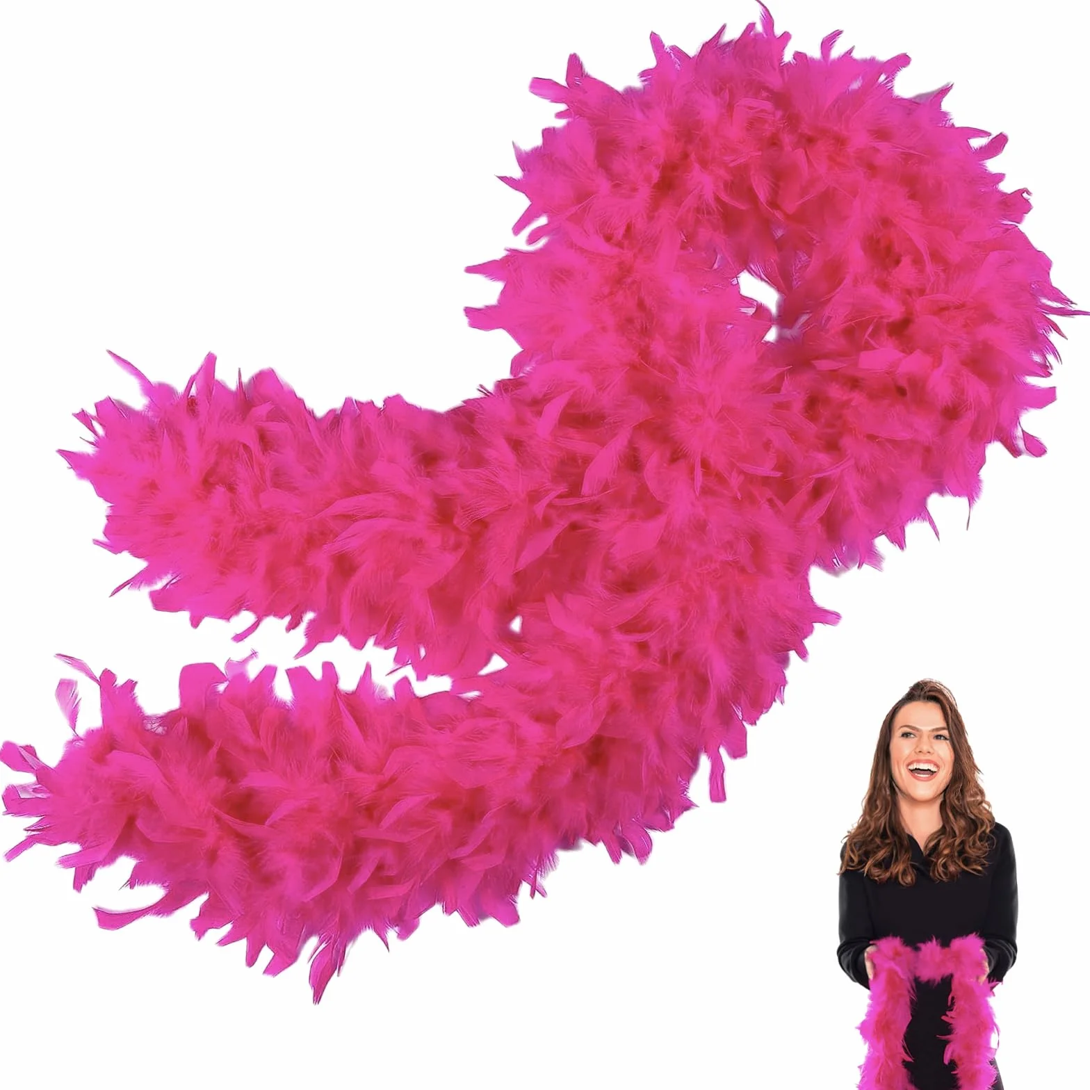 Boa en Plumes 2M 80g Rose Rouge Déguisement Carnaval Fête Costume DIY Accessoire