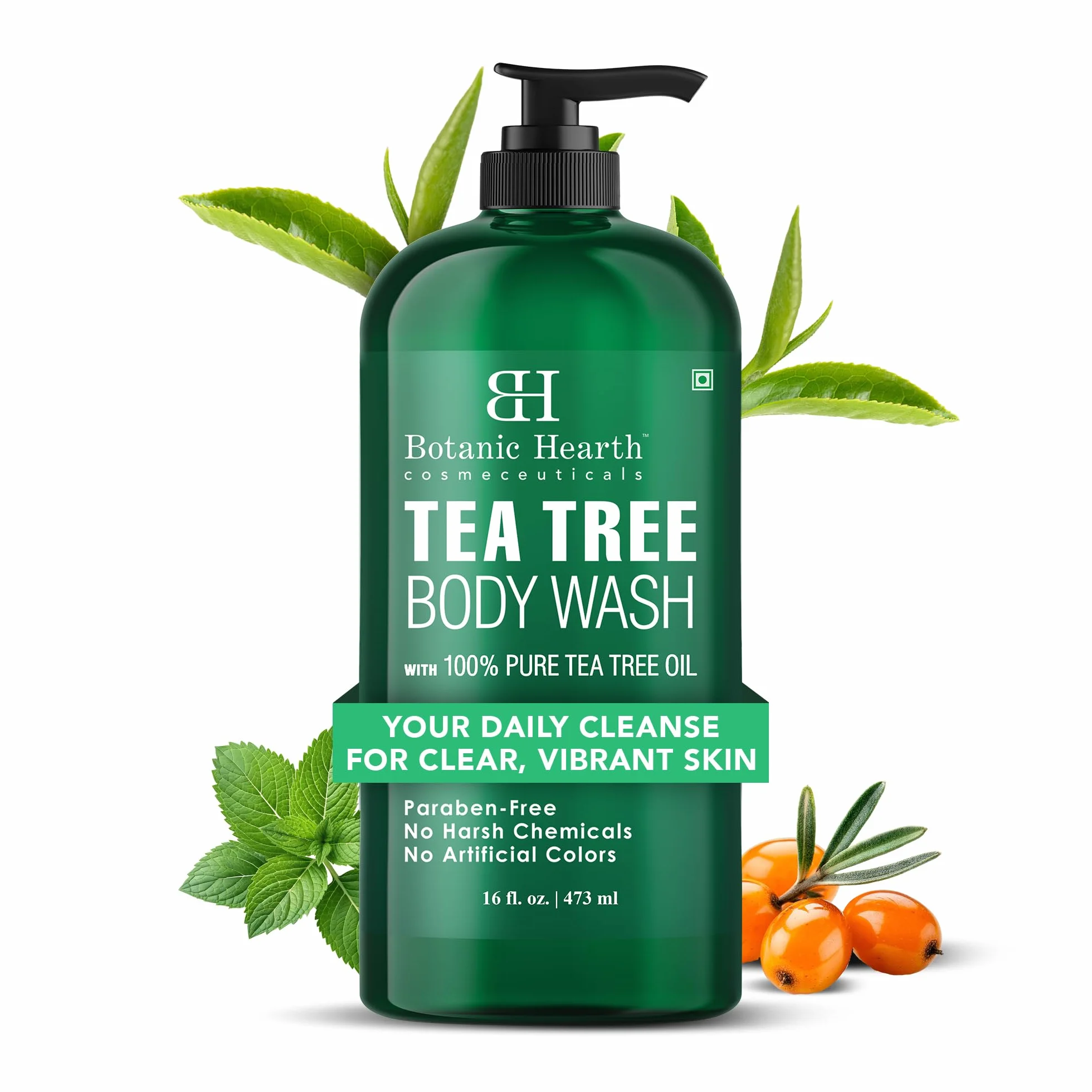 Botanic Hearth Gel douche à l'arbre à thé 473 ml Antifongique Anti-odeurs Naturel Sans Sulfates Ni Parabènes