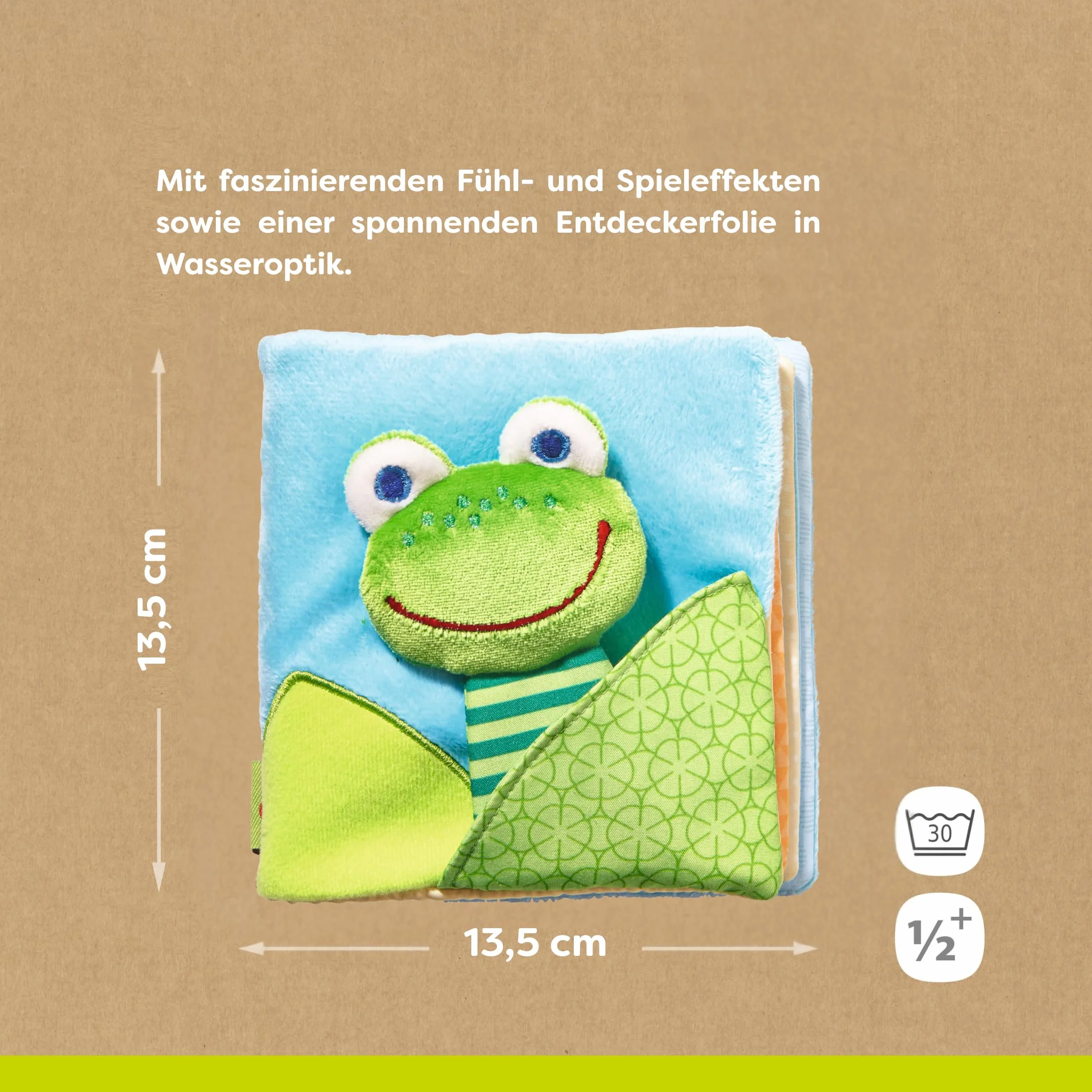 HABA Livre Grenouille Magique en Tissu avec Effets Miroir & Textures, Jeu Doux pour bébés dès 6 Mois